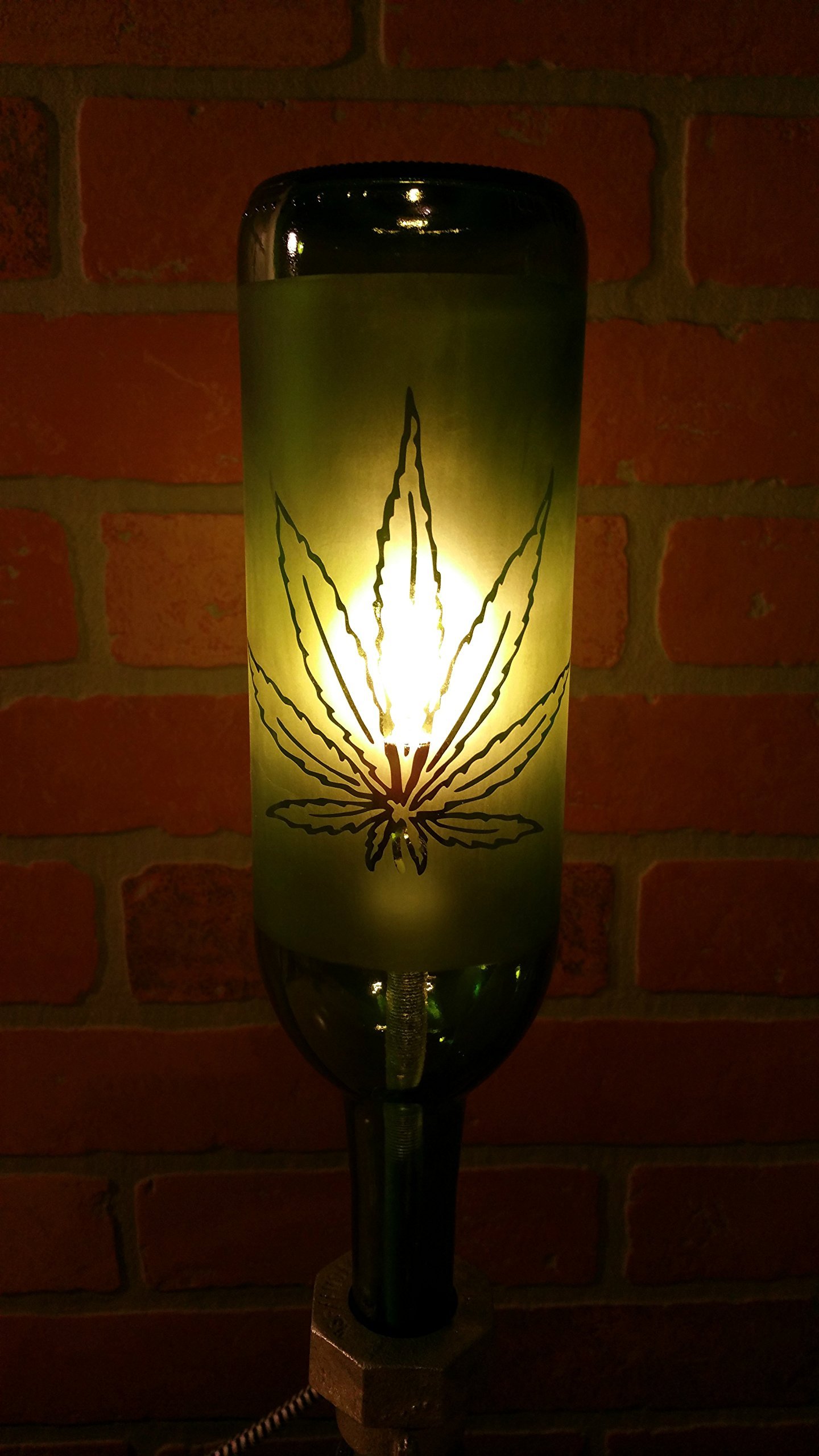 Cannabis Leaf Bottle and Pipe Lamp - Unique Home Decor for Stoner Aesthetic, Smoking Accessories & Room Lighting - Perfect for Living Room, Bedroom, or Man Cave