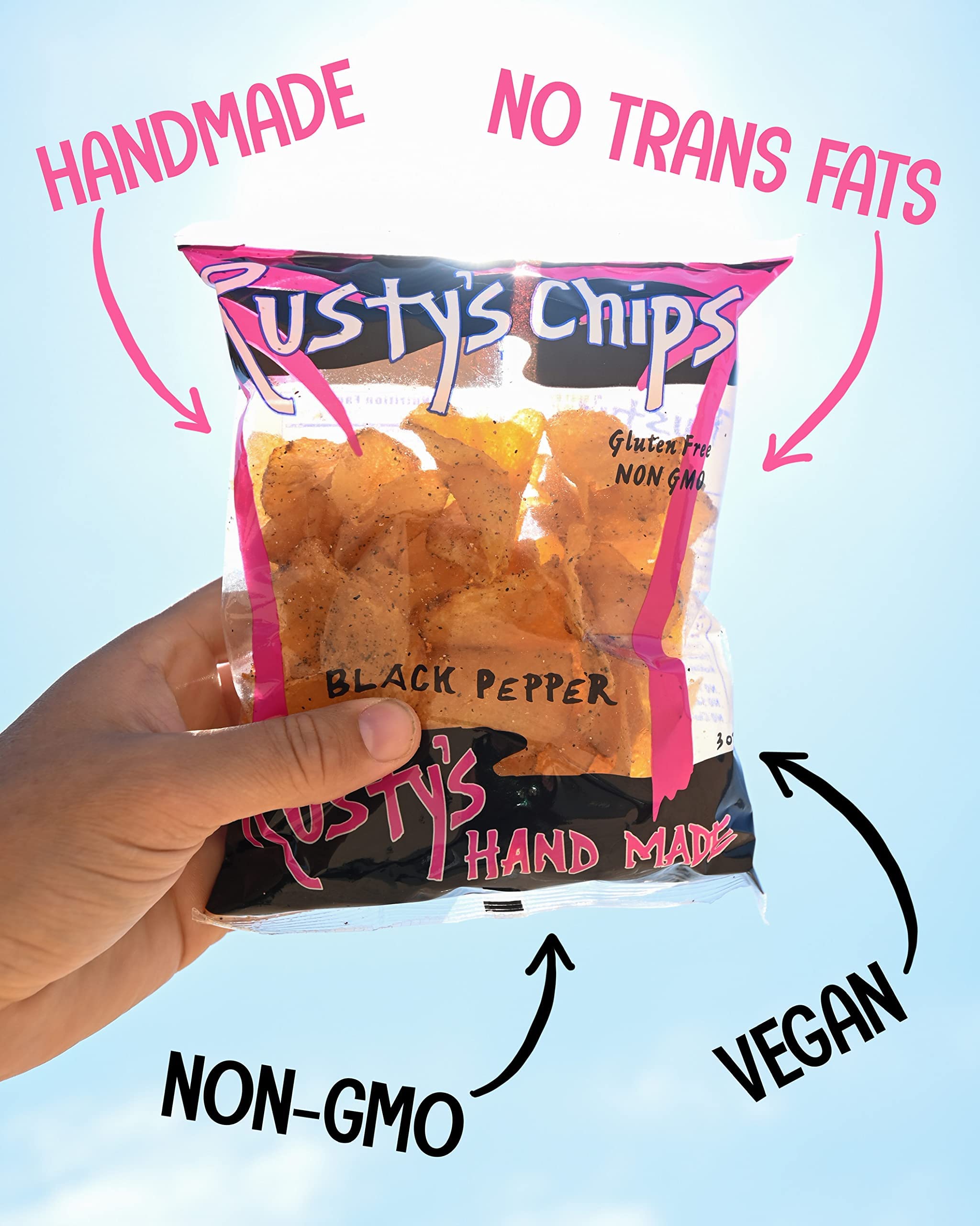 Rusty’s Crunchy Healthy Chips - Gluten Free, Non-GMO, Vegan Snacks - No Preservatives - Perfect for On-the-Go, Lunchboxes & Movie Nights