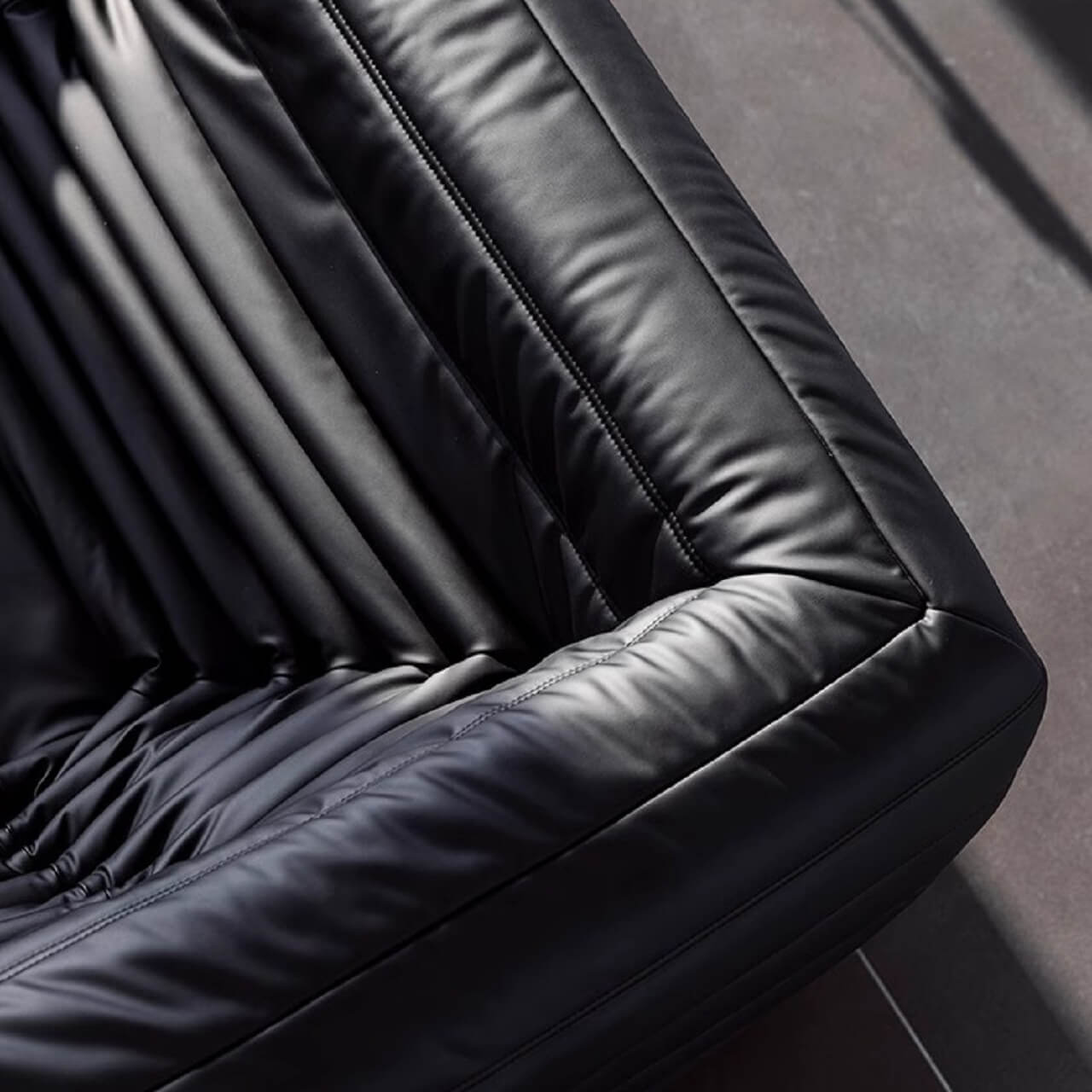 Premium Black Microfiber Leather Sofa - Ultra Comfortable Caterpillar Design, 70.87