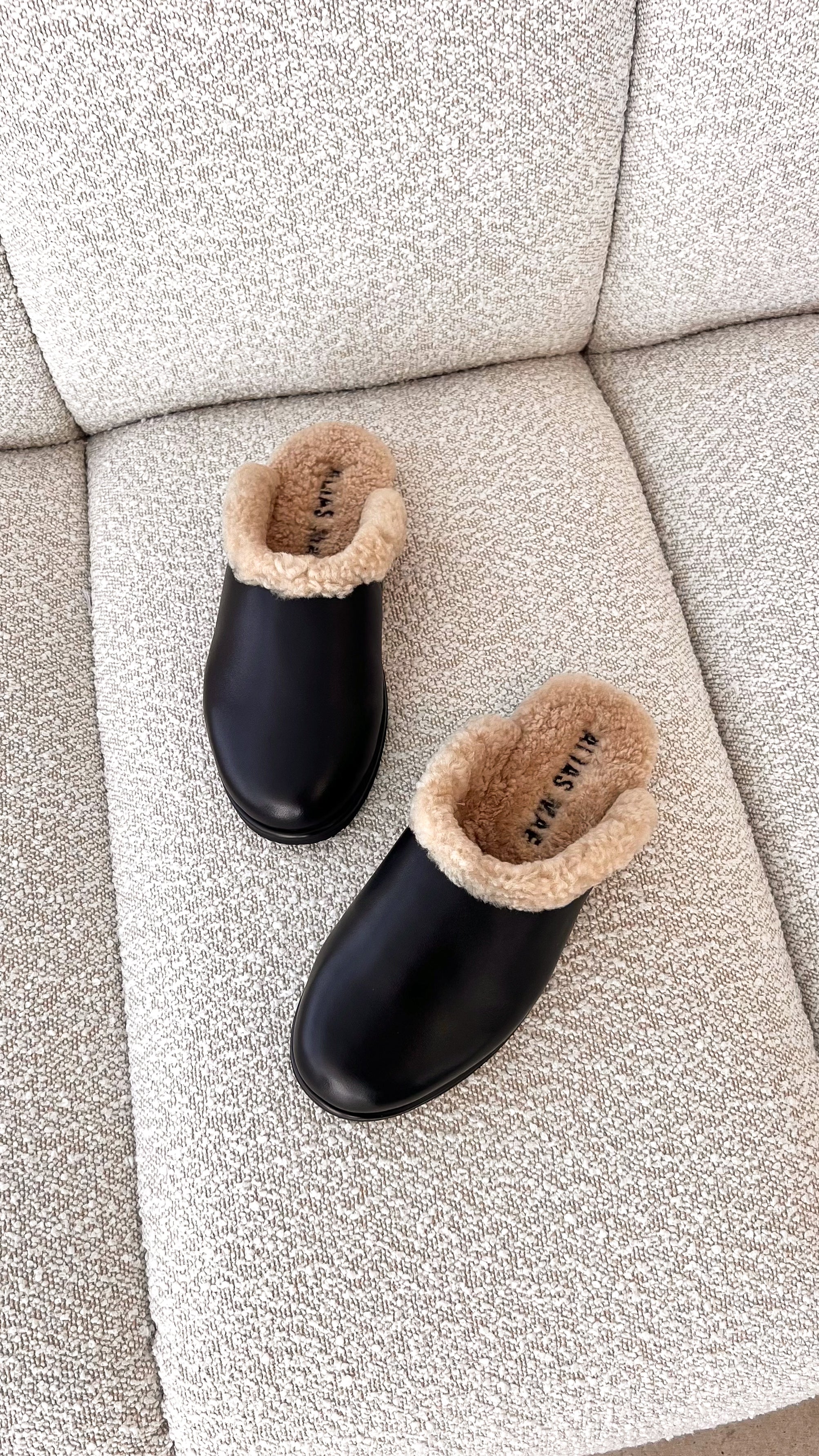 Alias Mae Ferris Slide Black Shearling Slippers - Cozy Winter Indoor/Outdoor House Shoes for Women