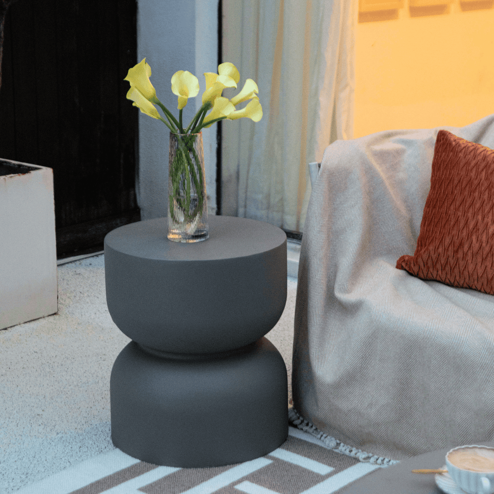 Chronos Outdoor Concrete Side Table - Durable & Weatherproof Patio Furniture for Garden, Poolside, and Backyard Decor