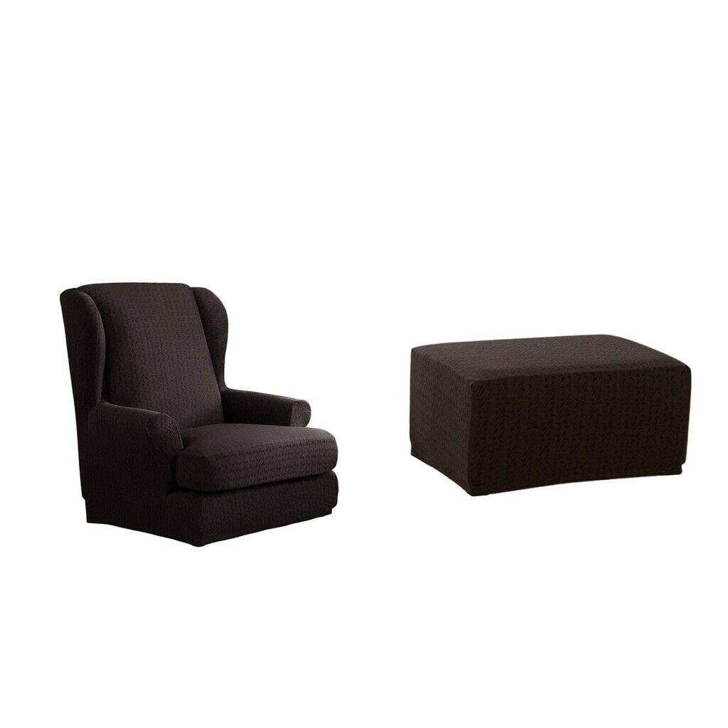 Windmill Elastic Slipcover for Wing Chair & Footstool - Stretchable, Washable, Perfect Fit - Ideal for Living Room, Office, or Coffee Shop Decor