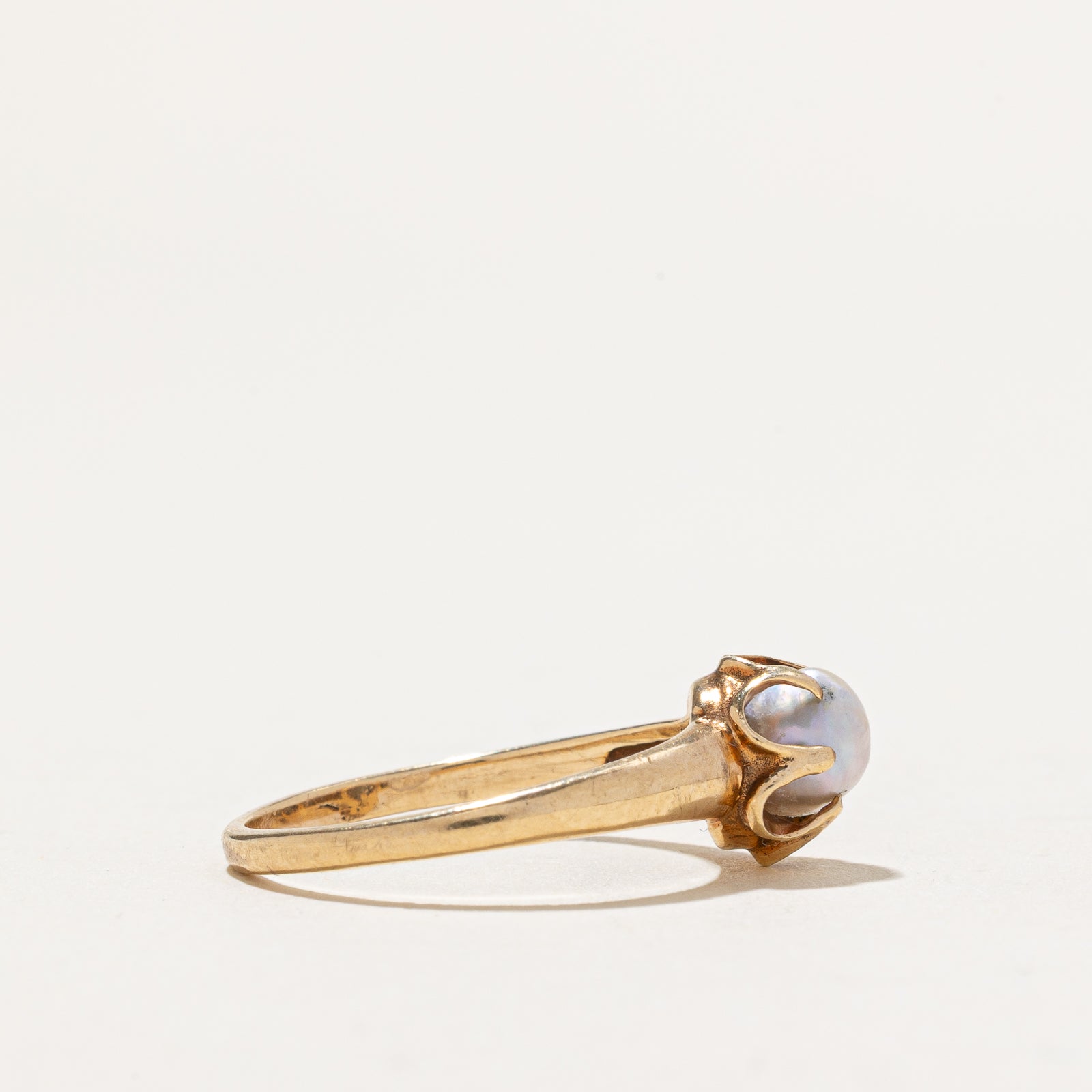 Solitaire Pearl Ring for Women - Belcher Set 6.75 Size | Elegant Wedding, Engagement, Anniversary Jewelry Gift