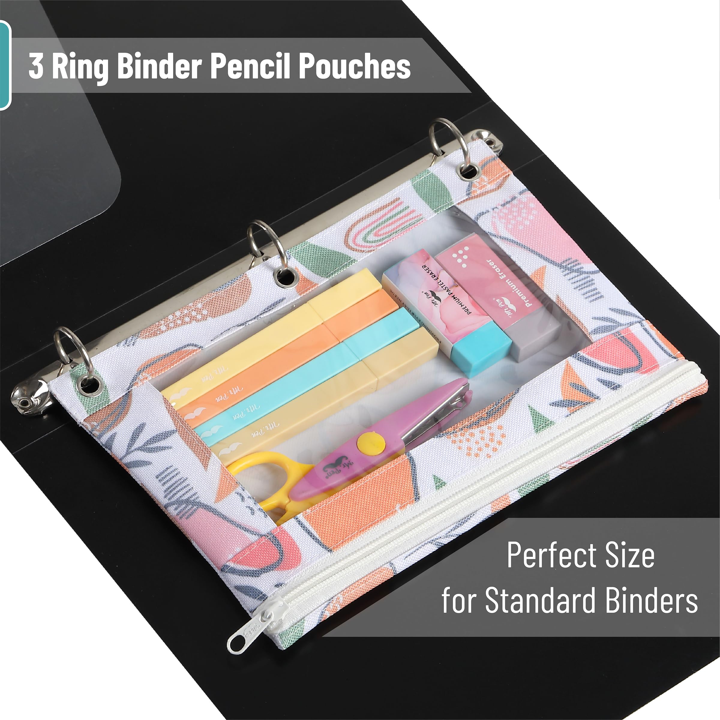 Mr. Pen 2-Pack Zippered Pencil Pouch for 3-Ring Binder - Durable School & Office Supplies for Students, Teachers & Professionals (Perfect for Organizing Pens, Pencils & Small Essentials)