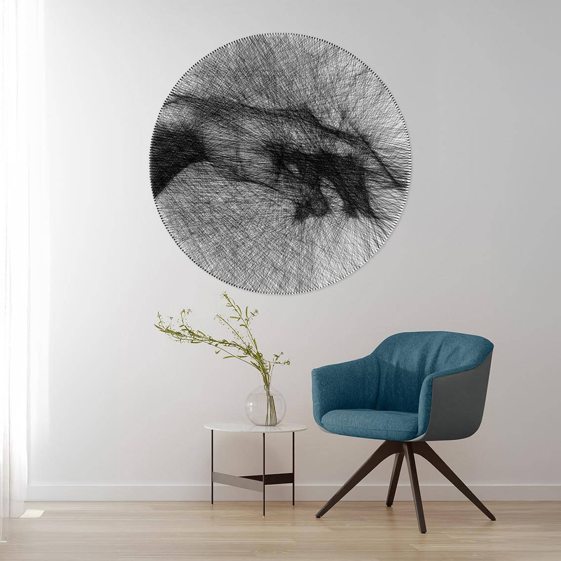 Humanity Nails Thread Wood Panel - Premium Wooden Wall Decor for Home & Office - Perfect for Living Room, Bedroom, and Office Spaces
