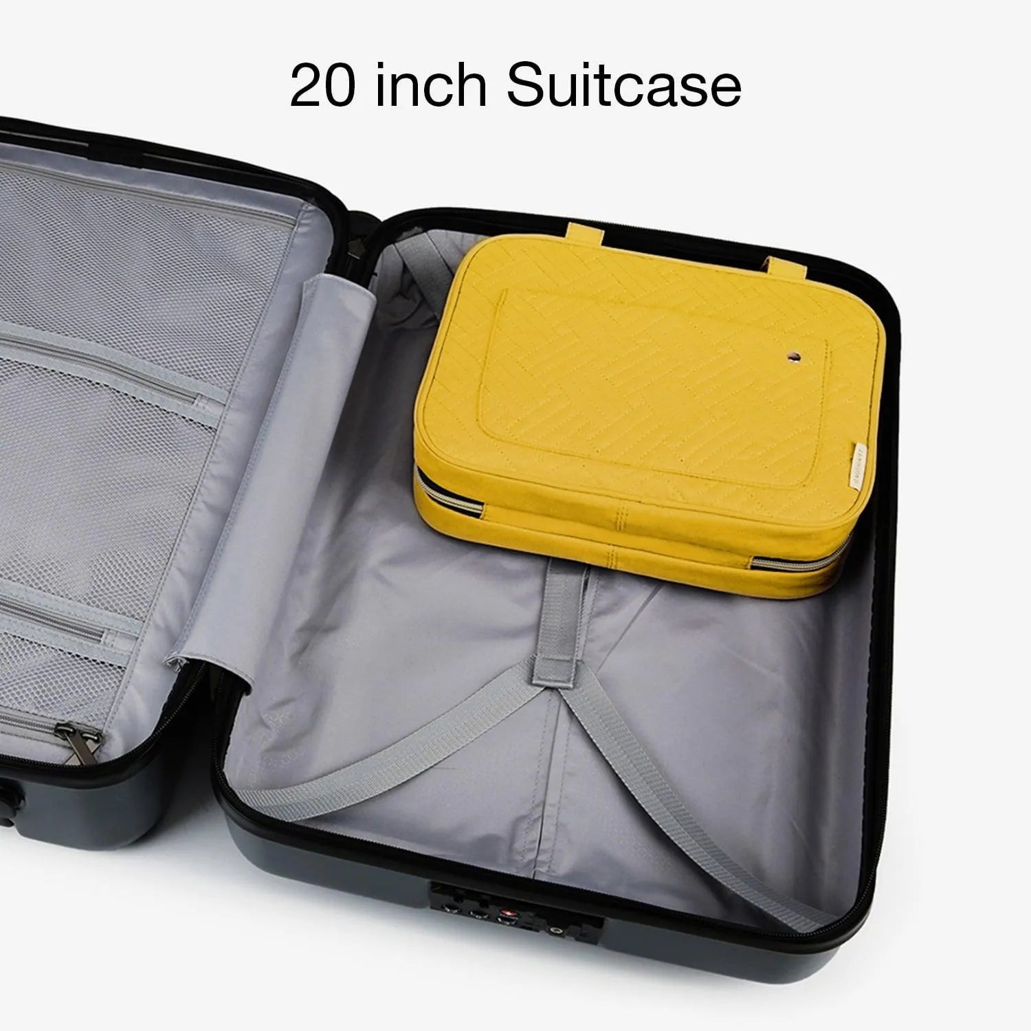 Bonchemin Yellow Space Saver Toiletry Bag - Compact Travel Organizer for Bathroom Essentials | Perfect for Camping, Gym & Air Travel