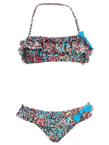 2 Piece Women's Mosaic Print Ruffled Bikini Swimsuit - Beach Vacation, Pool Party & Summer Swimwear
