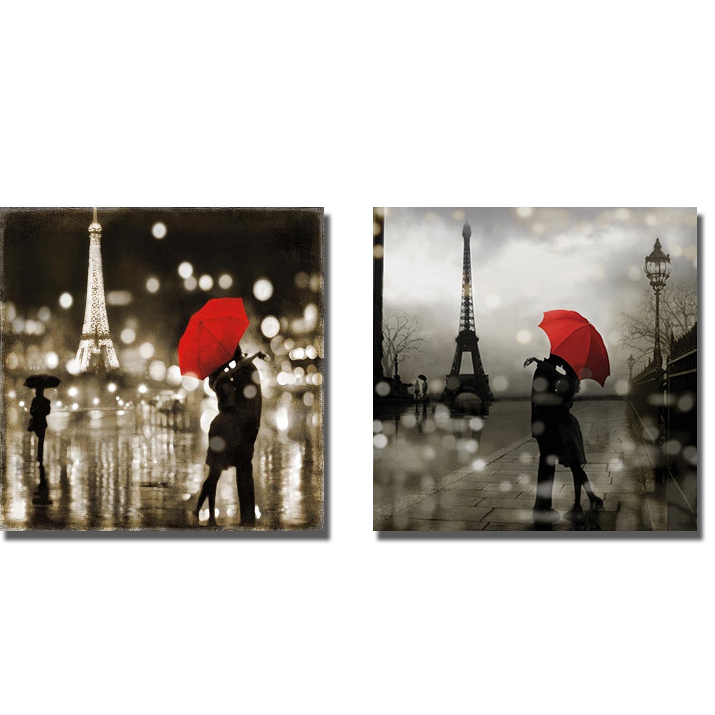 Kate Carrigan A Paris Kiss & A Paris Romance - Premium Oversized 2-Piece Canvas Giclee Art Set (36x36 Inches Each, Gallery Wrapped, Ready to Hang) - Perfect for Living Room, Bedroom, or Office Wall Decor