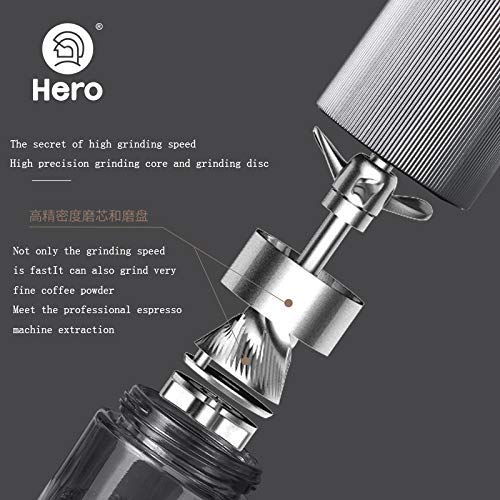 Premium Manual Coffee Grinder with CNC Stainless Steel Conical Burr - Adjustable Coarseness, Double Bearing System for French Press, Espresso & Pour Over - Perfect Coffee Gift for Home, Office & Travel (Silver) - BULEA
