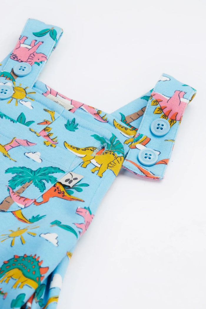 Parsnip Dungarees - Bluebird Dinoland Print Overalls for Women | Trendy Dinosaur Pattern Jumpsuit for Casual Wear, Outdoor Adventures & Themed Parties