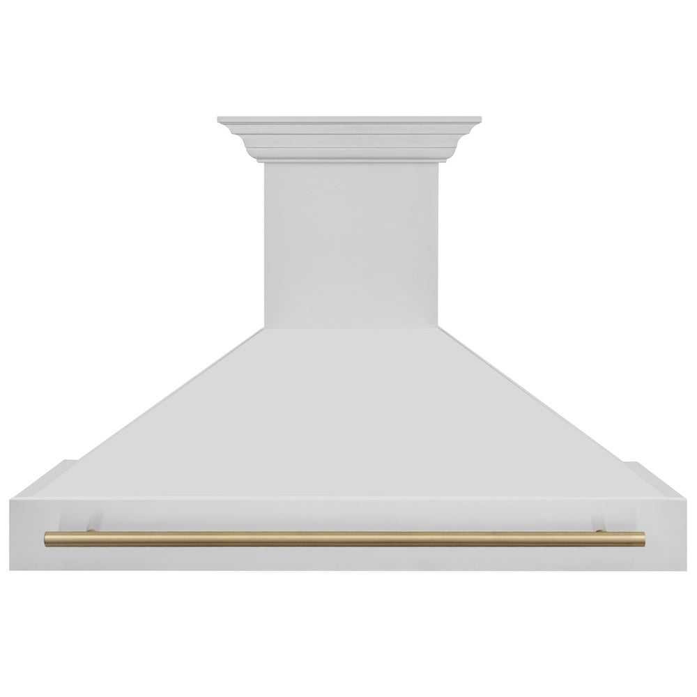 ZLINE Autograph Edition 48 Inch Stainless Steel Range Hood with Champagne Bronze Handle - Professional Kitchen Ventilation for Modern Homes (8654STZ 48 CB) - Perfect for Gourmet Cooking and Open-Concept Kitchens