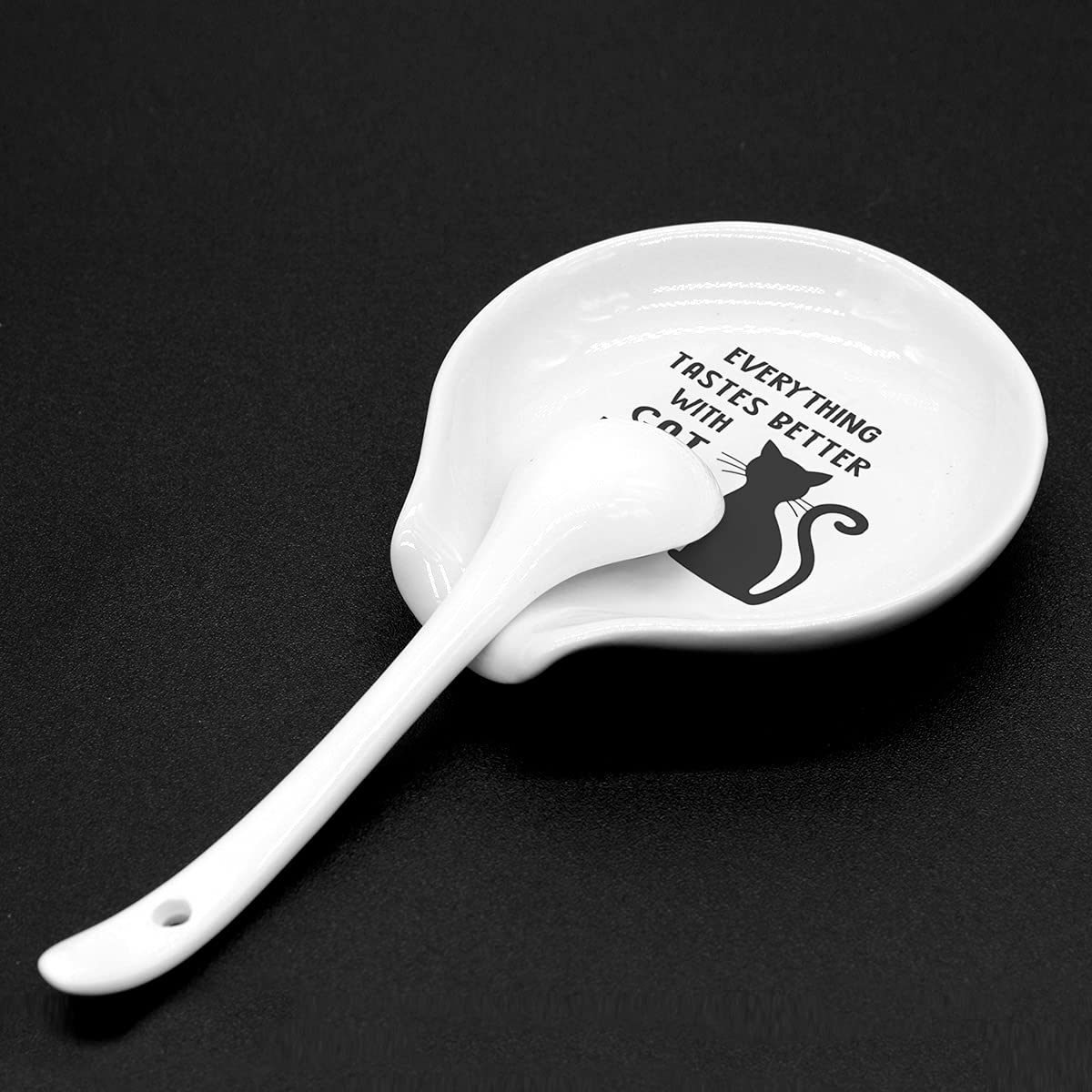 Littlefa Cat Spoon Rest - Ceramic Coffee Spoon Holder for Stovetop - Funny Cat-Themed Kitchen Accessory - Perfect for Coffee Station & Tea Bar - Ideal Gift for Cat Lovers (Use for Holding Spoons While Cooking or Serving Coffee/Tea)