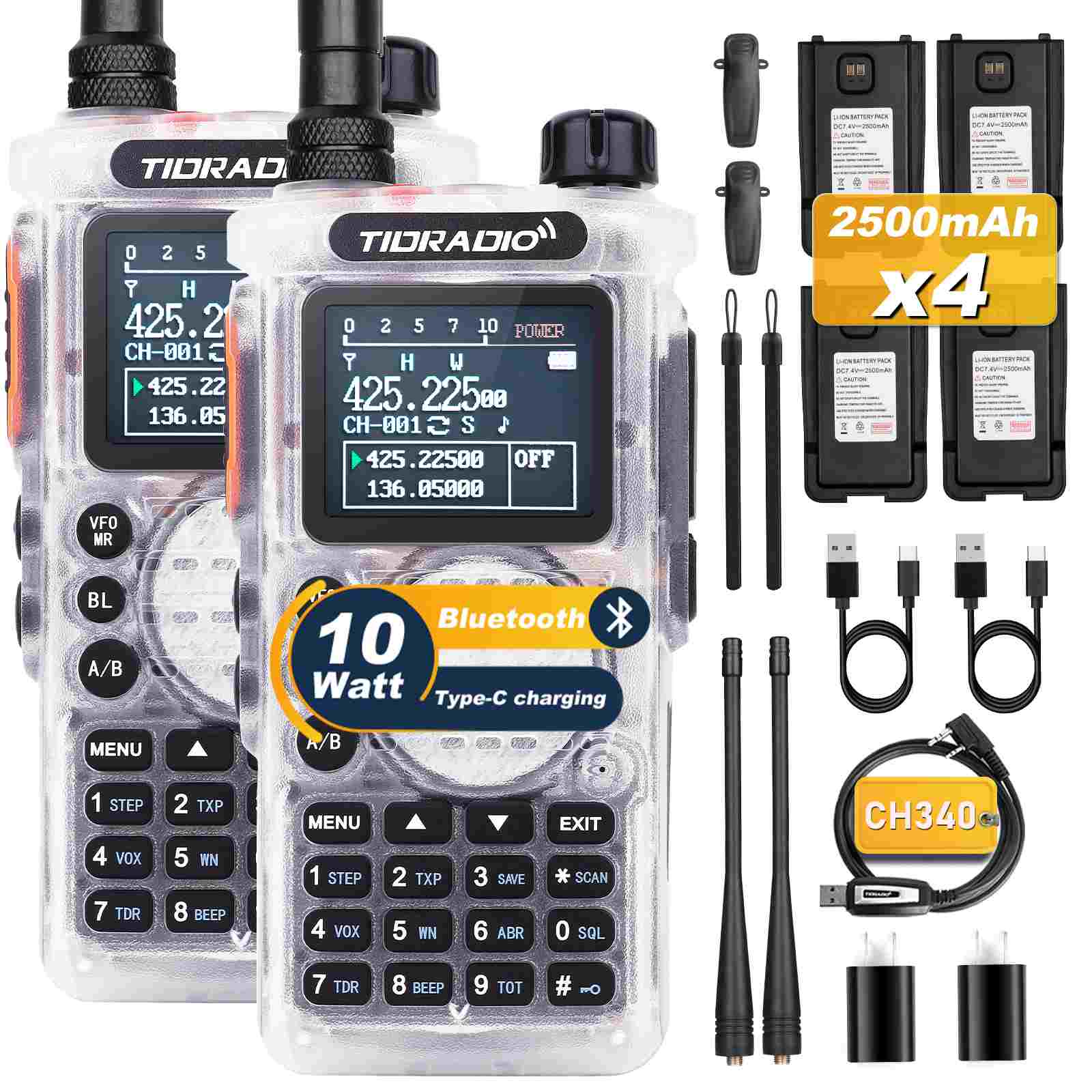 2nd Gen TD H8 GMRS Two-Way Radio 2 Pack with Spare Battery - Long Range Communication for Outdoor Adventures, Camping & Emergency Preparedness