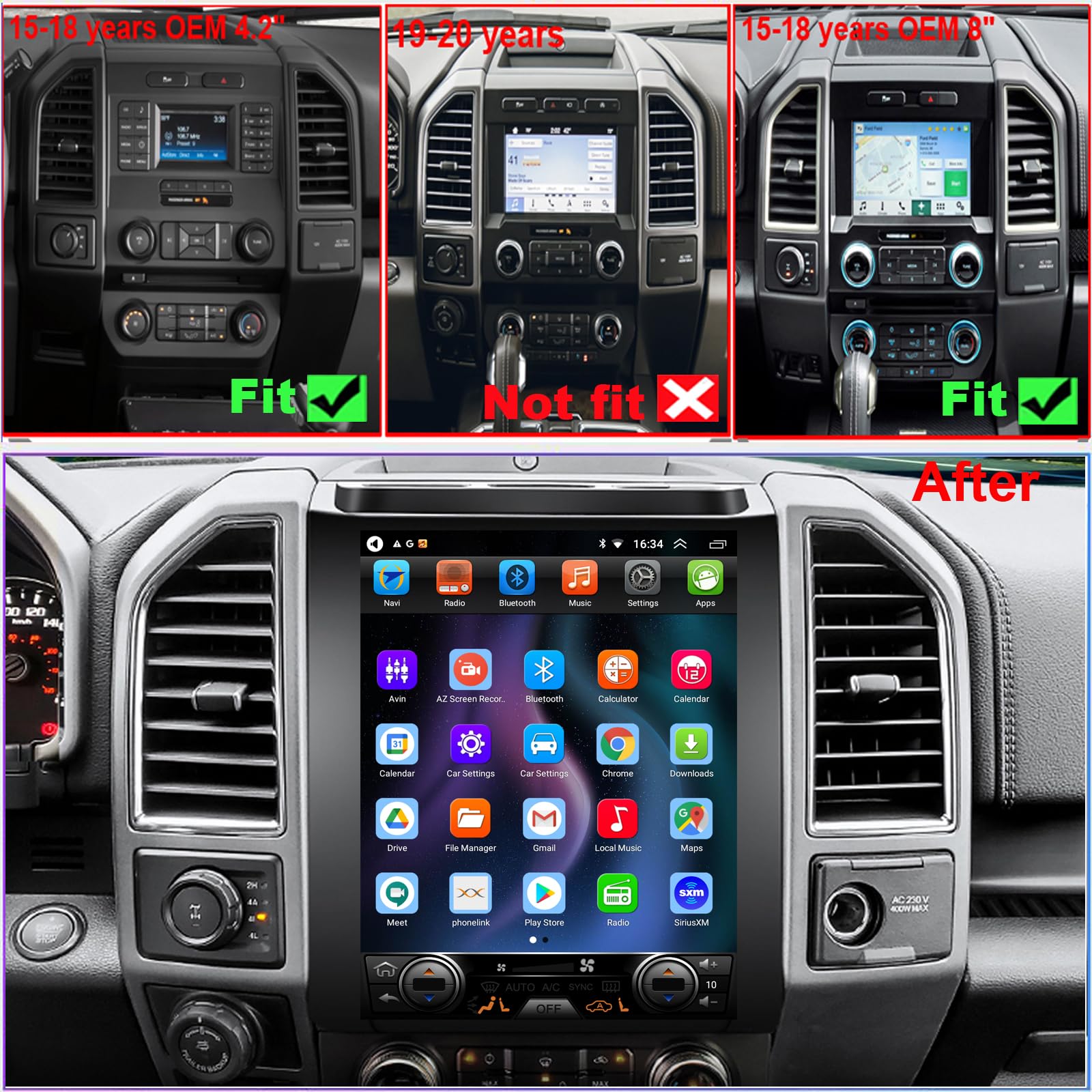 Ford F150 Radio Upgrade 2015-2018 | Android 13 8-Core CPU Car Stereo | 12.1