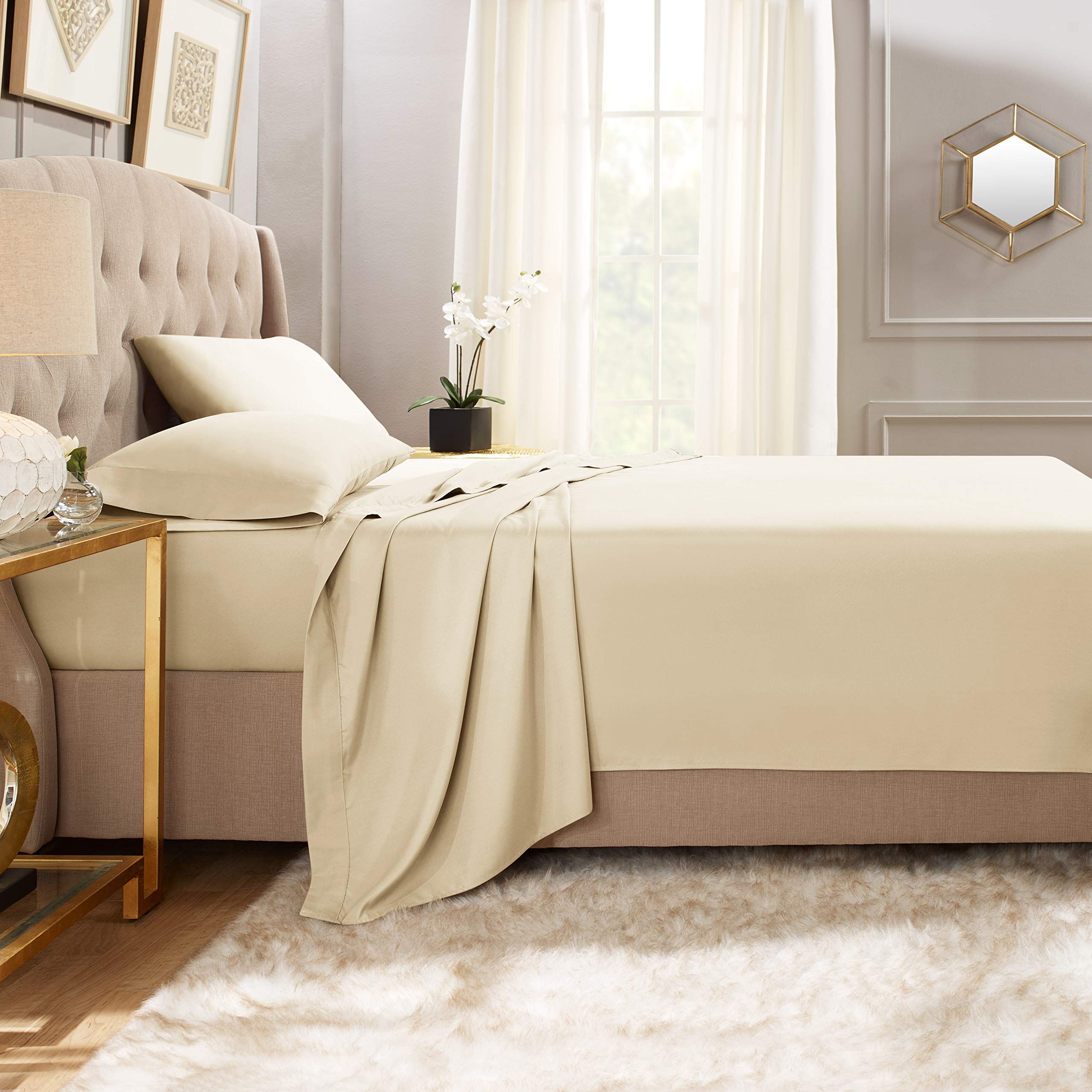 Luxury 100% Cotton 800 Thread Count King Size Sheet Set - 4 Piece Wrinkle Resistant Bedding with 18