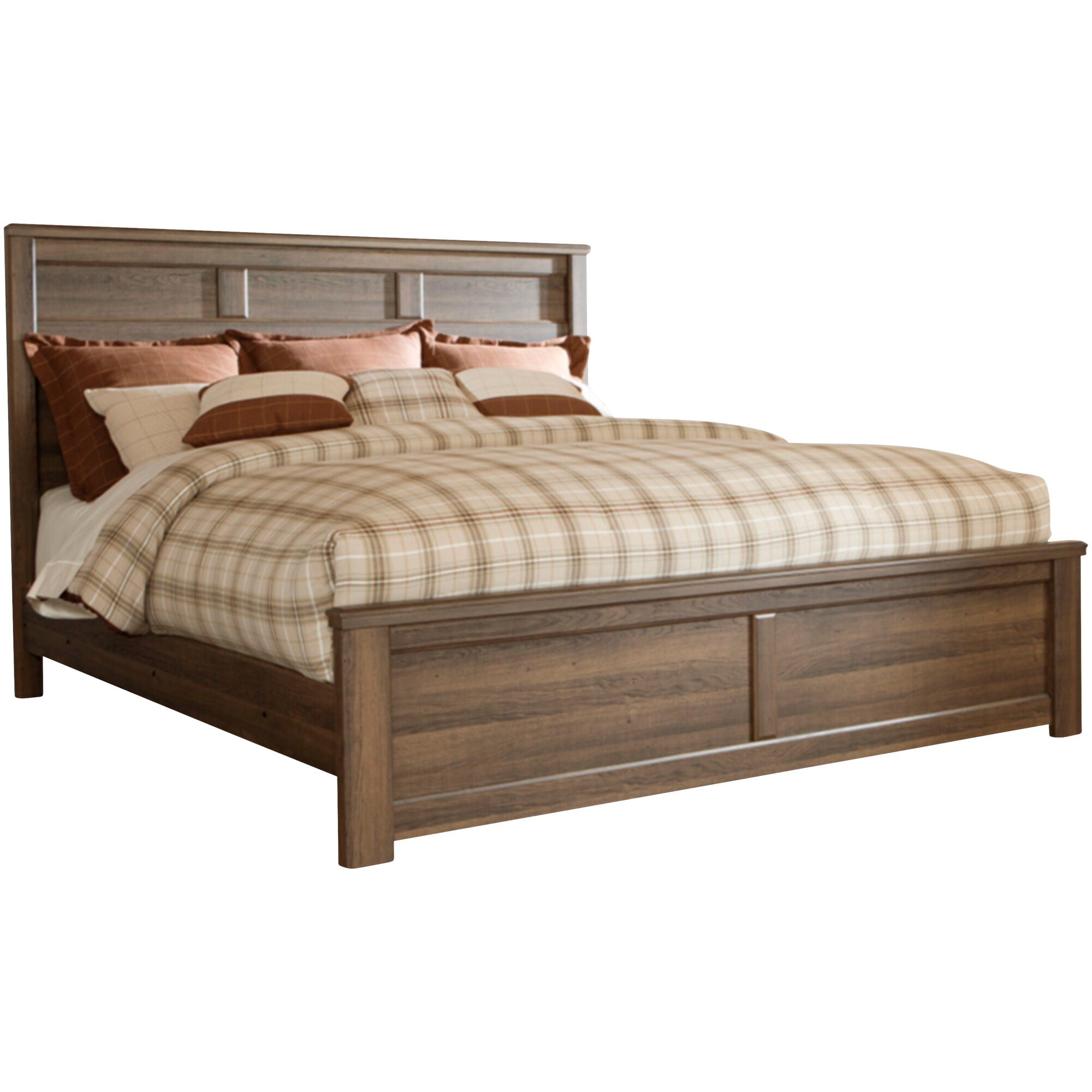 Juararo Queen Panel Bed Frame with Headboard - Modern Wooden Bed for Bedroom, Perfect for Master Bedroom & Guest Room Decor