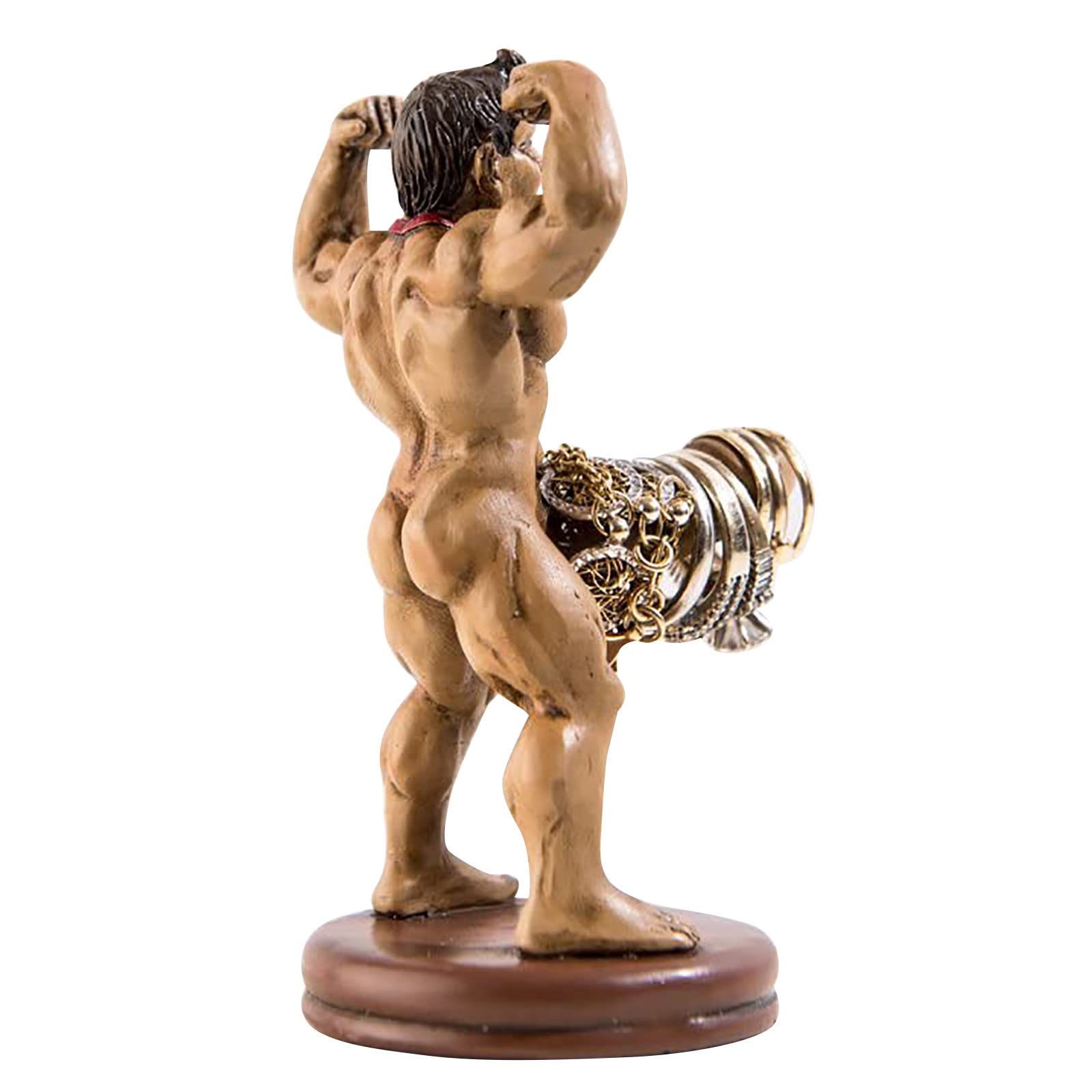 Premium Strong Man Ring Holder - Elegant Jewelry Stand for Engagement & Wedding Rings, Necklaces, Bracelets & Watches - Compact Jewelry Organizer Display Tray (Black) - Perfect for Wedding Proposals, Jewelry Store Displays & Home Decor