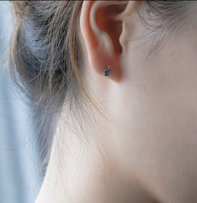 London Blue Topaz Star Gemstone Stud Earrings - 925 Sterling Silver Dainty Earrings for Women | Perfect for Bridal, Anniversary & Everyday Jewelry Gifts | KE166