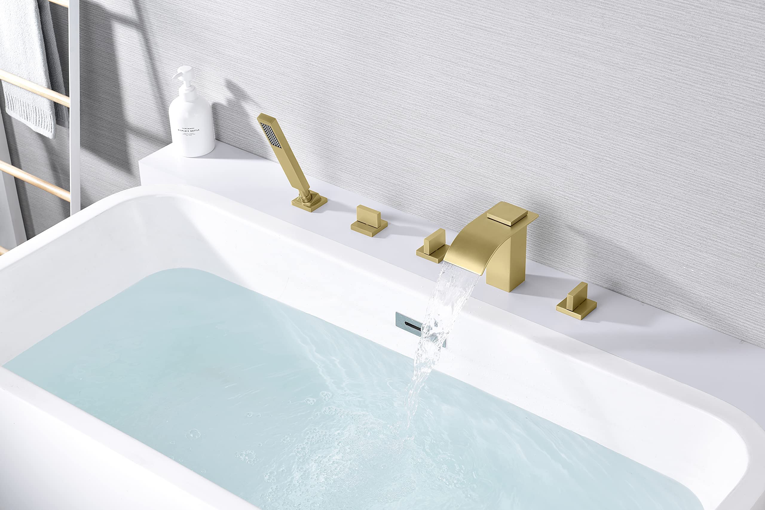 Widespread Bathroom Faucet S1408BGW & Roman Tub Faucet S2126BGW Set - Modern Matte Black Finish for Bathroom Vanity and Freestanding Tub | Perfect for Master Bathroom Renovation and Luxury Home Upgrade