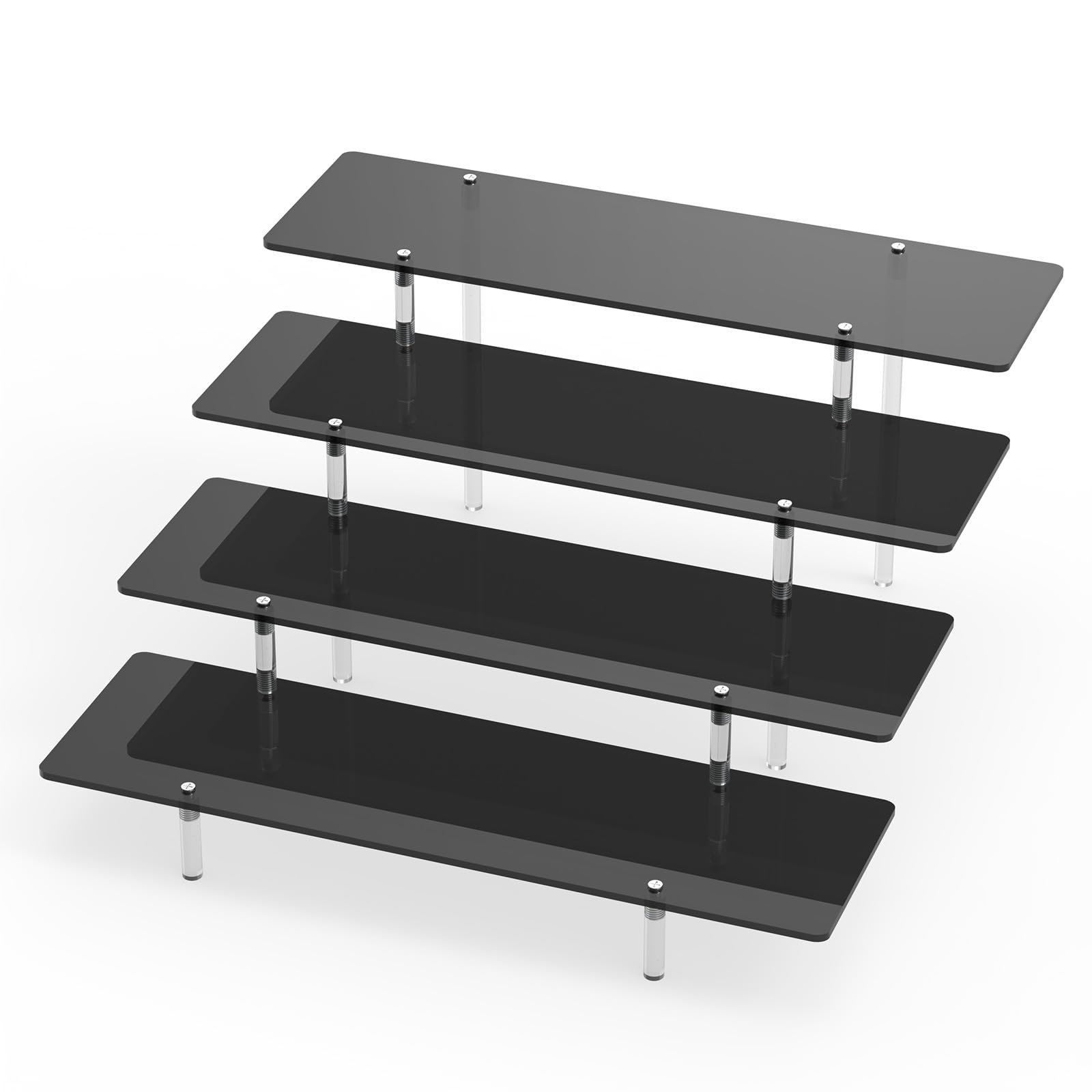 4-Tier Acrylic Riser Display Stand - Black Cupcake Stand, Perfume Organizer & Funko Pop Shelf | Perfect for Dessert Displays, Skincare Organization & Cosmetic Storage (1 Pack) - Great for Bakeries, Retail Stores & Home Decor