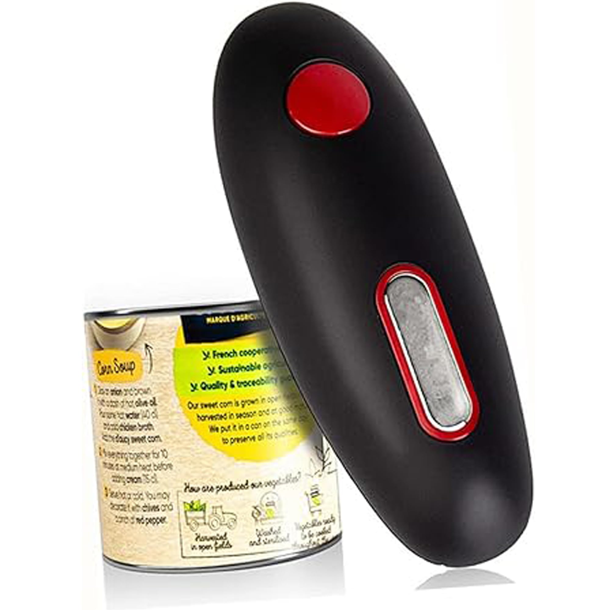Electric Can Opener - Battery Operated, Automatic One-Touch Opener for Kitchen, Seniors & Arthritis - Portable & Easy to Use (Red) - Perfect for Home, Camping & Emergency Preparedness