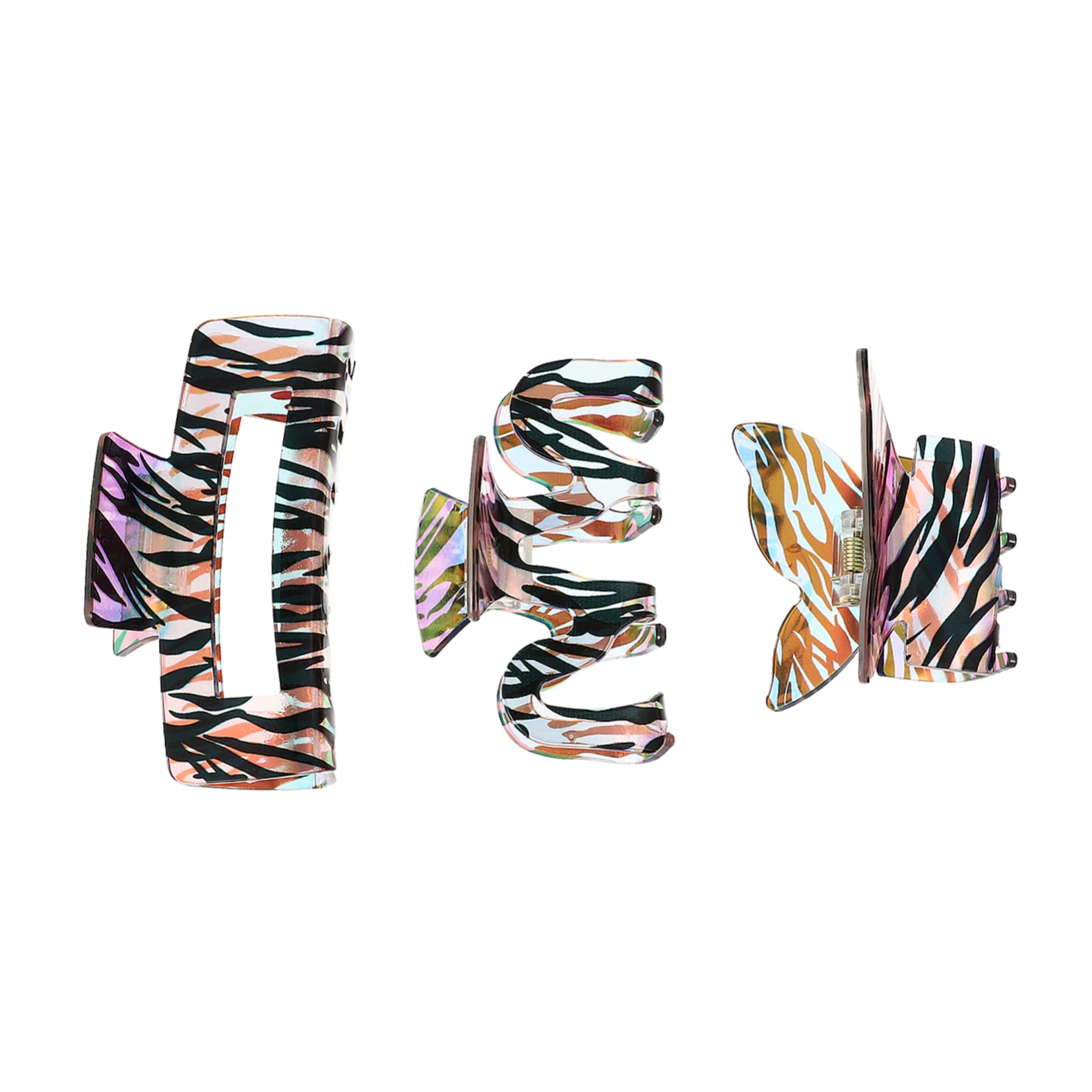 FOMIYES 3-Pack Acrylic Zebra Striped Hair Claw Clips for Women - Non-Slip Jaw Clips with Teeth, Fashion Hair Accessories for Daily Use, Parties, Weddings & Special Events