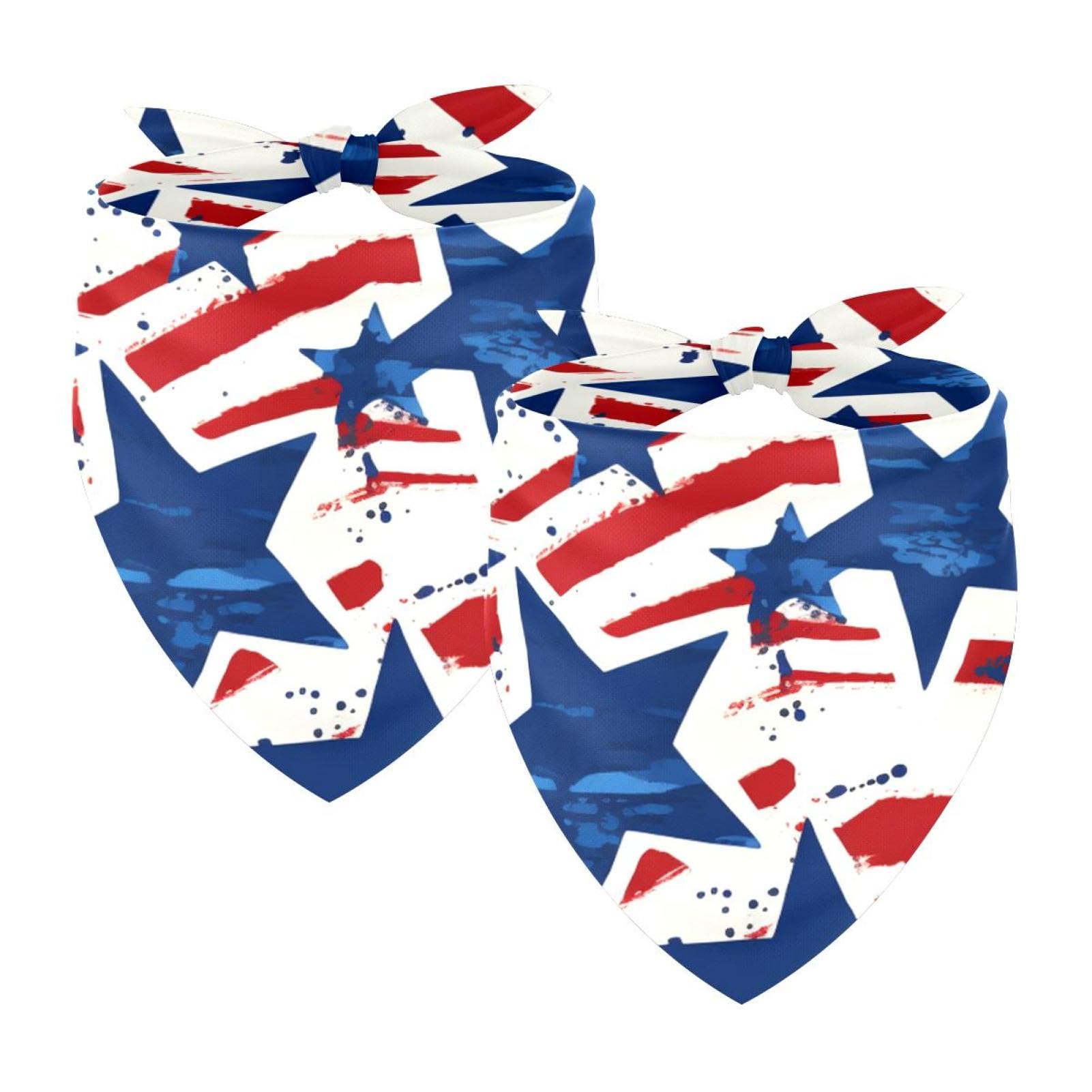 American Flag Dog Bandanas - 2-Piece Patriotic Pet Bandana Set for 4th of July, Dog Scarf & Accessories - Perfect for Independence Day Celebrations & Outdoor Adventures