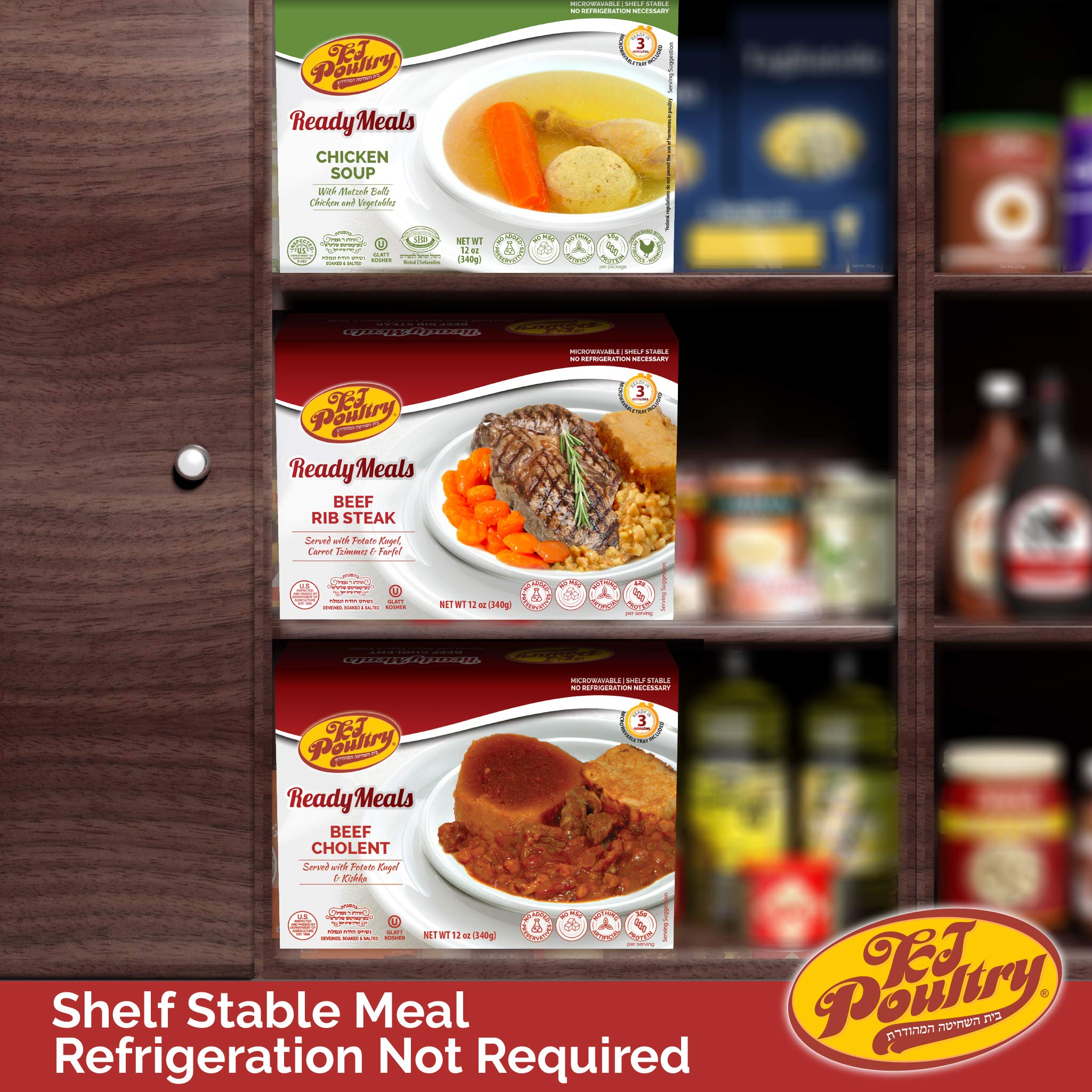 Kosher Ready Meals - Shabbos Beef Variety (3 Pack) | Fully Cooked Shelf-Stable Microwave Dinner | High Protein Travel & Camping Food | Emergency Survival & Military Rations | Perfect for Shabbat, Outdoor Adventures & Prepper Pantries