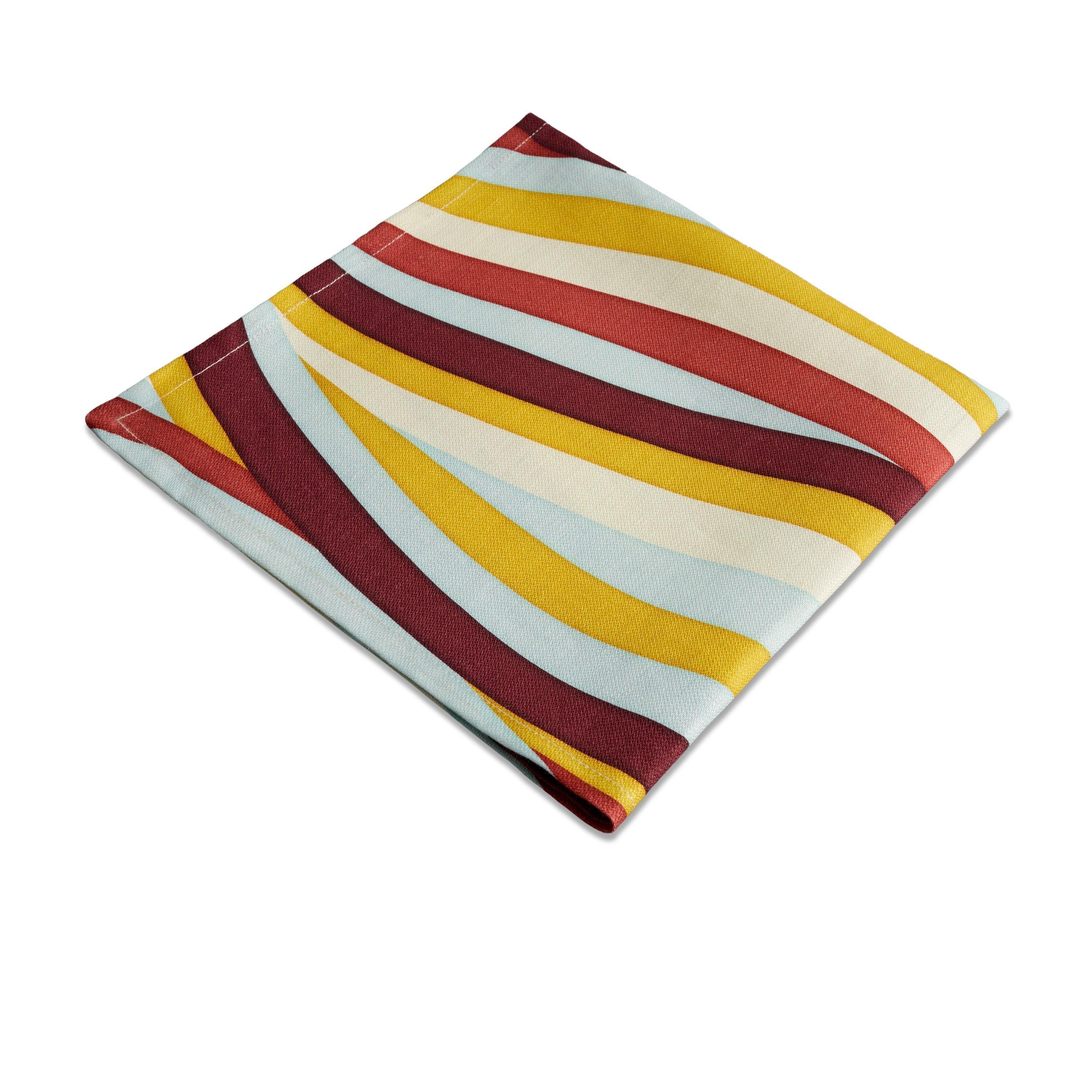Premium Linen Sateen Napkins Set of 4 - Soft & Elegant Dinner Napkins for Formal Dining, Wedding, and Holiday Table Settings - Multi-Color Landscape Design