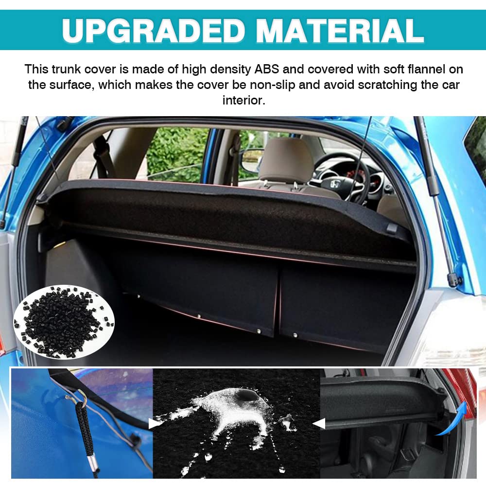 Powerty Cargo Cover for Honda Fit 2009-2011 | Trunk Organizer, Security Shield & Shade | Heavy-Duty Load Bearing | Perfect for Road Trips, Grocery Hauling & Vehicle Protection