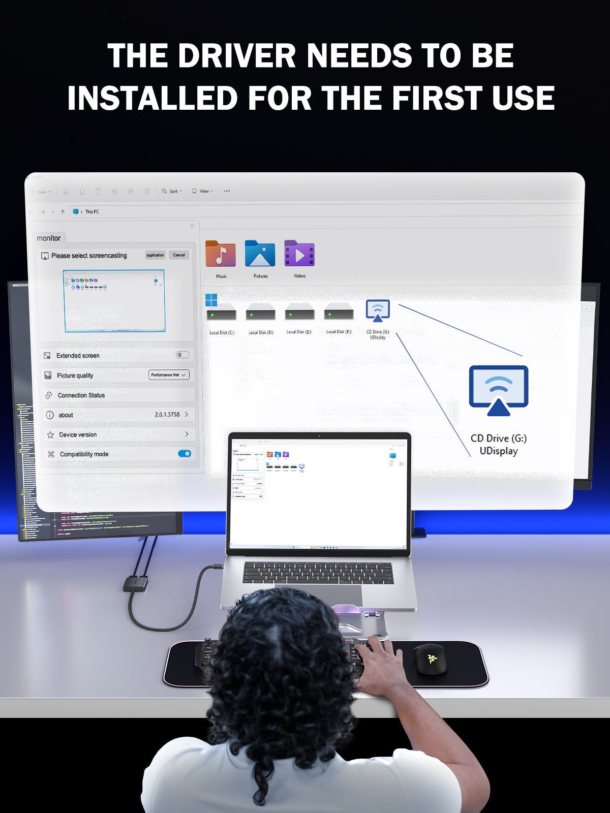 LEMORELE™ HD30 Dual HDMI Adapter - Connect 2 Monitors to Laptop for Work & Gaming | 4K Ultra HD, Plug & Play, Extended Display Mode for PC, Mac, Home Office & Entertainment Setup