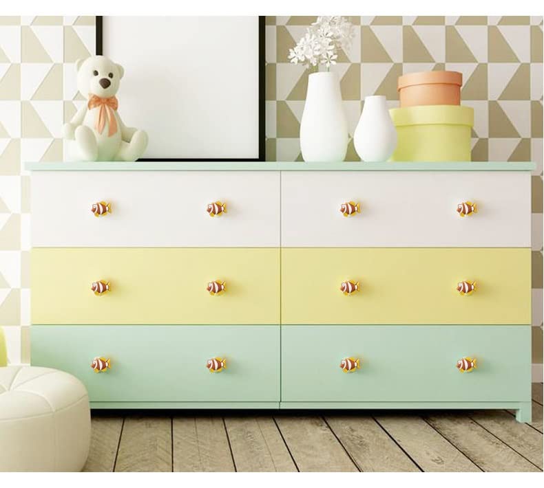 Soft Grip Cabinet Knobs 4-Pack - Fish Shaped Dresser Drawer Pulls for Kids & Baby Room Furniture - Safe & Childproof Door Handles for Nursery, Bedroom, and Playroom Storage