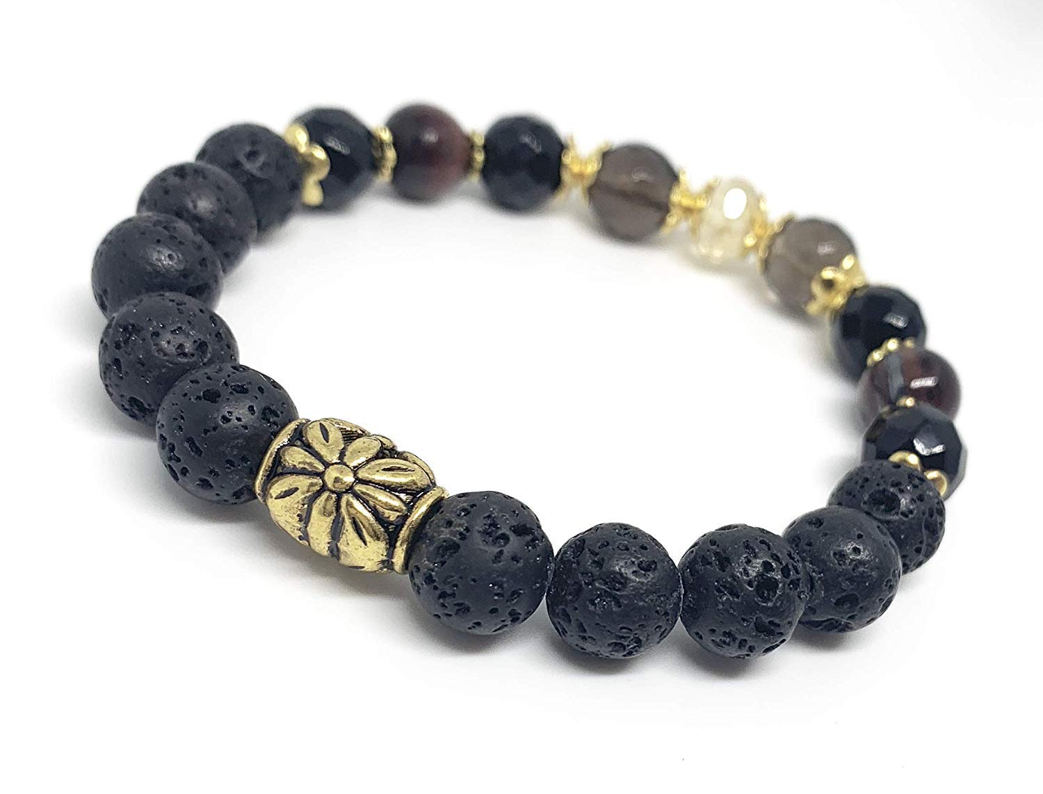 Gemstone Aromatherapy Bracelet Set with Essential Oils - Confidence & Energy Boost for Yoga & Meditation