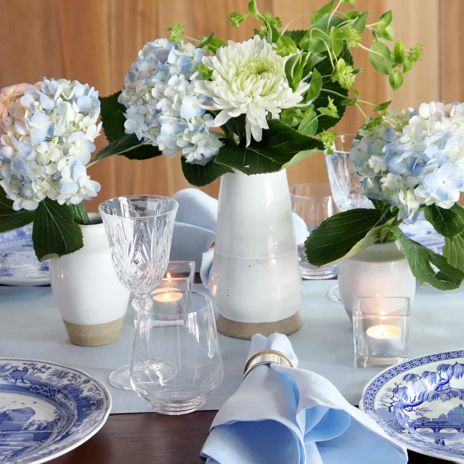 Sky Blue Linen Table Runner 14x126 Inches - Premium Italian Linen Fabric Handmade in USA - Elegant Dining Table Decor for Weddings, Dinner Parties & Home Decor