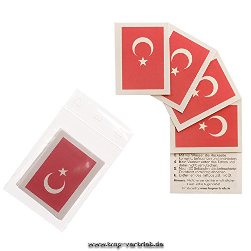Turkey Temporary Tattoo Set - 5 Realistic Turkey Flag Tattoos for Sports Fans & Patriotic Events | Perfect for Thanksgiving, Football Games & National Celebrations