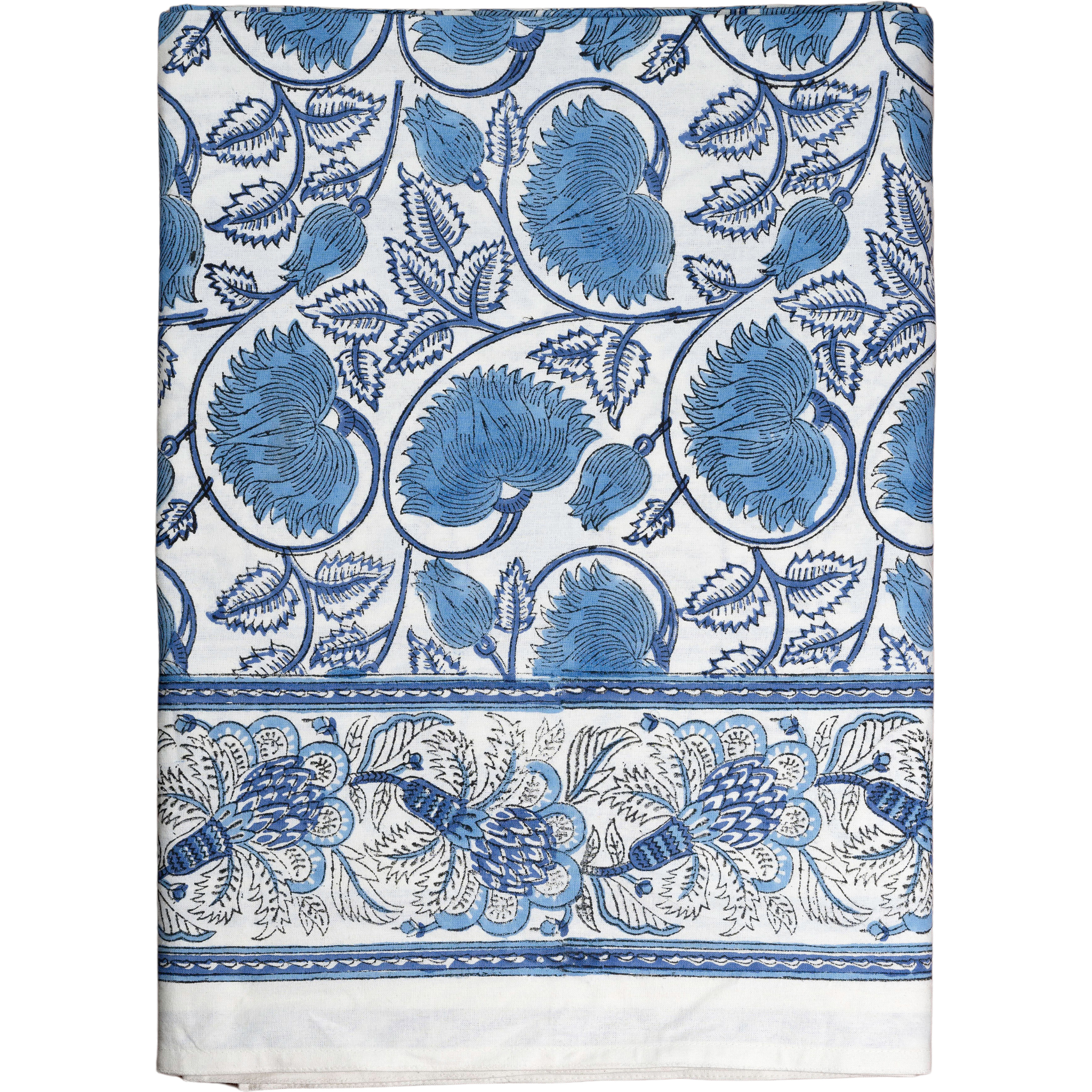 Blue Meadow Cabana Tablecloth - Waterproof Outdoor Picnic Table Cover for Patio, Beach, and Garden Parties - Perfect for Summer BBQs and Family Gatherings