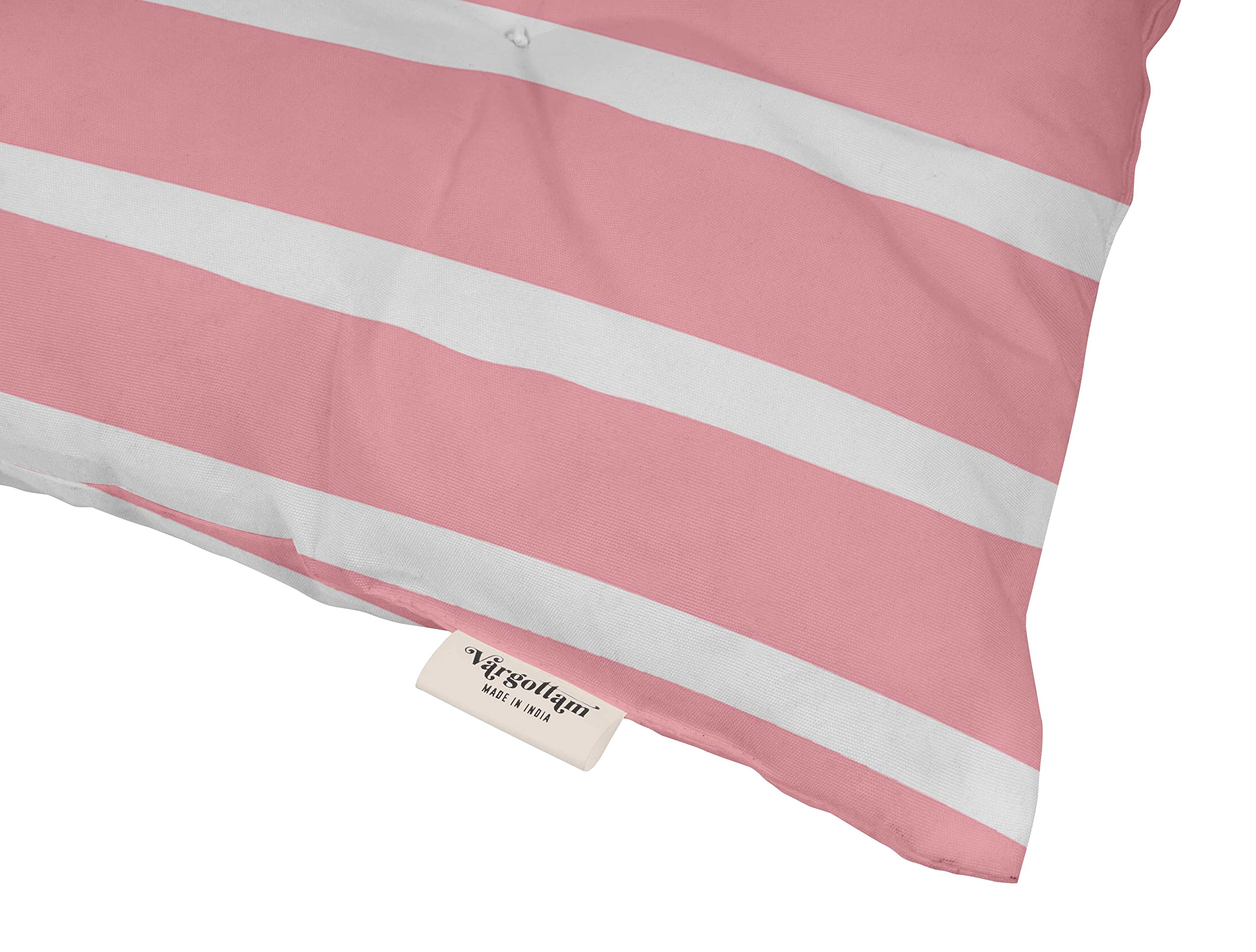 Waterproof 19-inch Pink Striped Tufted Square Patio Cushion Set of 2 - Indoor/Outdoor Furniture Seat Cushions for Garden, Deck & Poolside Comfort