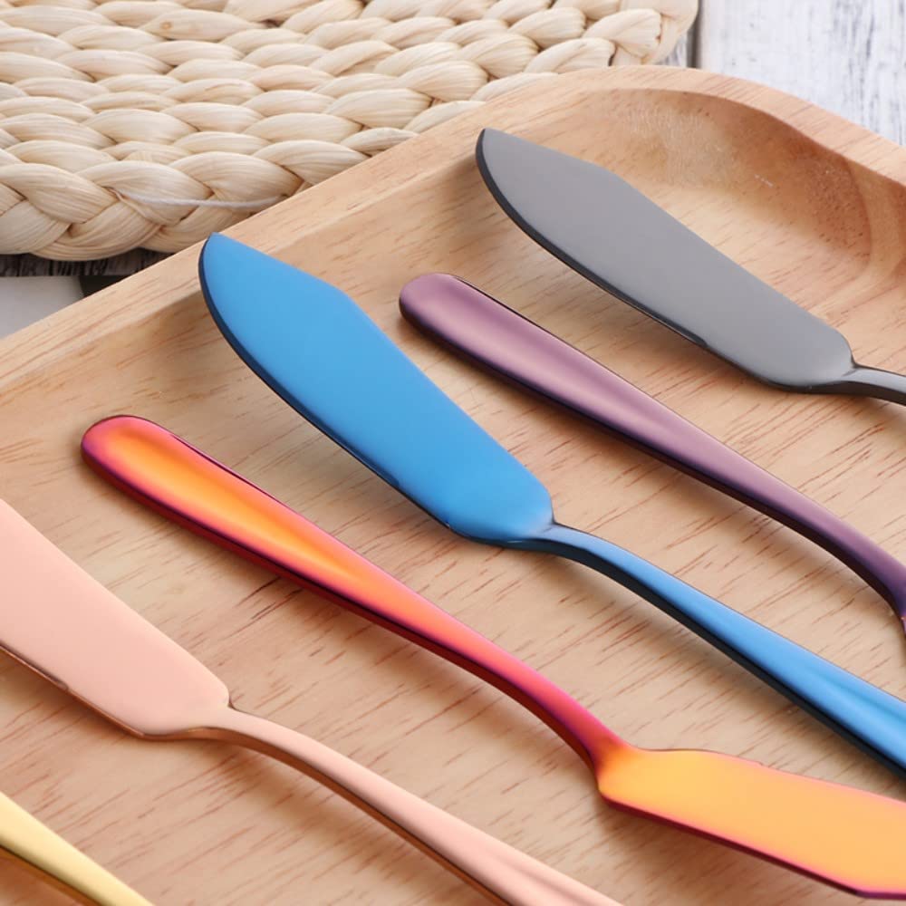 Premium 18/10 Stainless Steel Butter Knives Set - 6.1 Inch Colorful Cheese Spreaders with Pink Gift Box (Set of 8) - Dishwasher Safe for Easy Cleaning - Perfect for Dinner Parties, Cheese Boards & Wedding Gifts