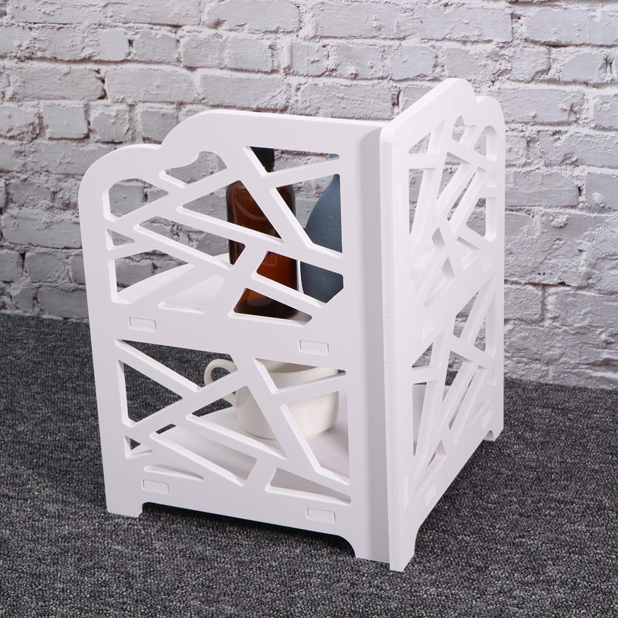 Cabilock White Wooden Corner Shelf - Bathroom Storage Rack, Shower Shelf Organizer with Hollow Design - Perfect for Small Spaces, Bathroom, Kitchen & Laundry Room Organization
