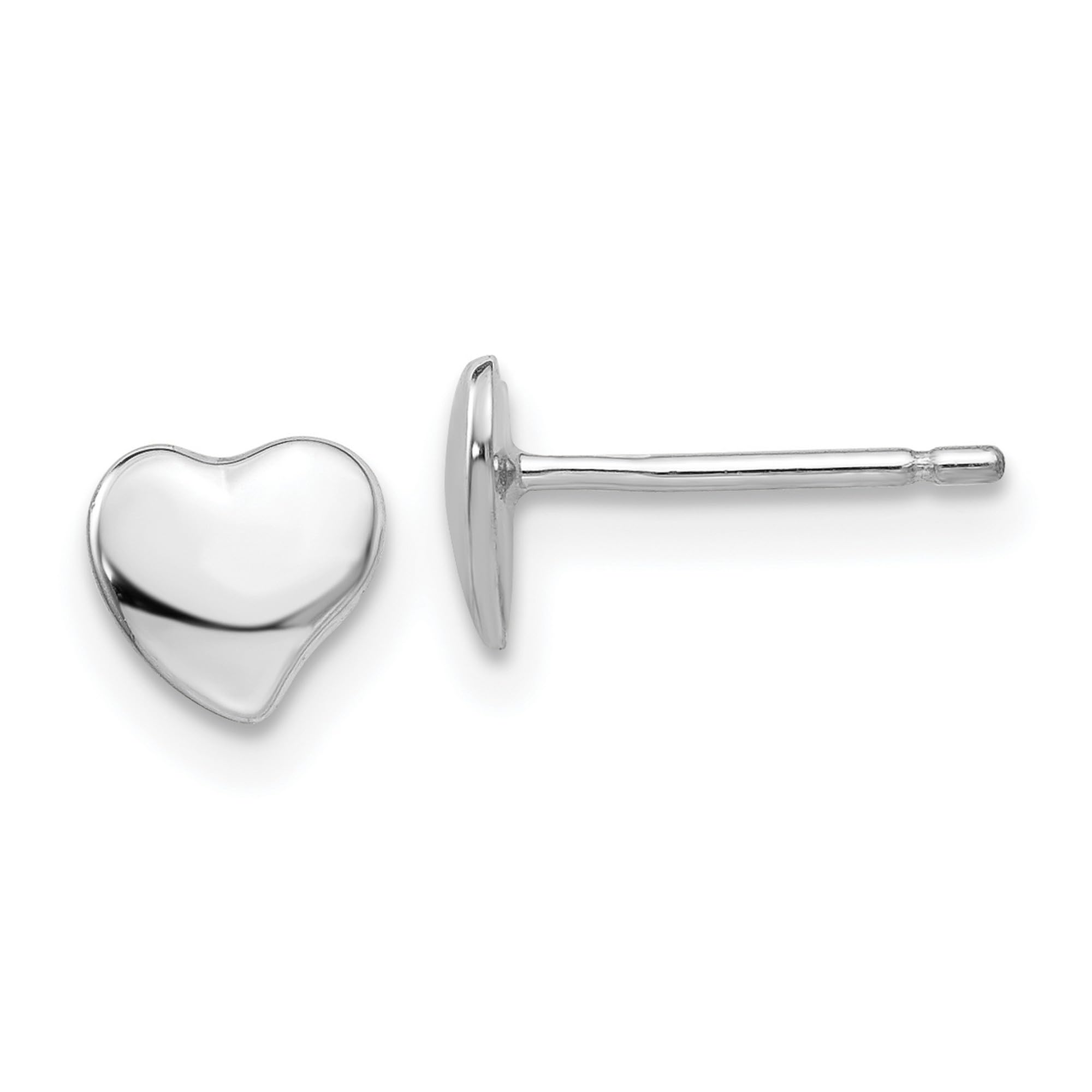 14K White Gold Heart Stud Earrings - 3x3mm Polished Post Earrings for Women - Perfect for Valentine's Day, Anniversary & Everyday Wear
