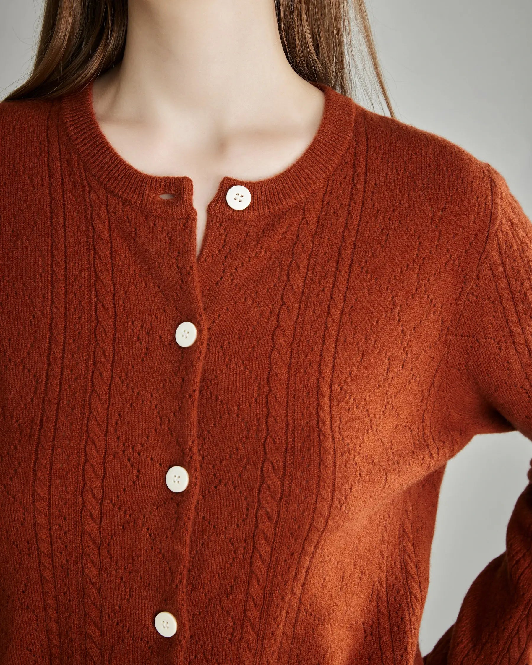 Luxury Women's Cable Knit Cashmere Cardigan Sweater - Soft Warm Winter Pullover for Office, Date Night & Holiday Outfits