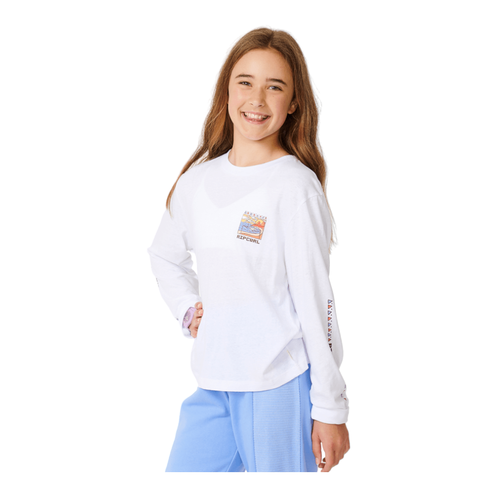 Rip Curl Athena Long Sleeve T-Shirt for Girls (8-14 Years) - Comfortable & Stylish Surfing & Beachwear for Active Kids