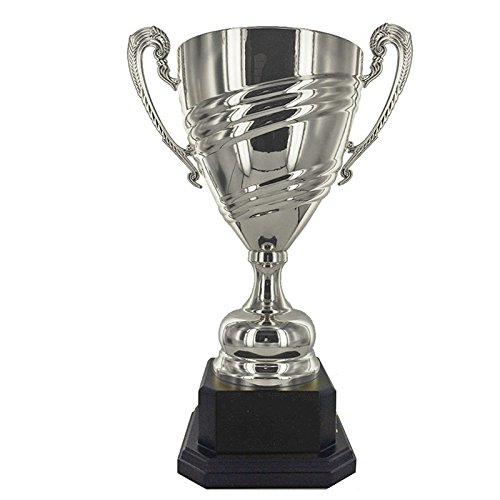 Customizable 18.5 Inch Silver Italian Trophy Cup with Ebony Wood Base - Personalized Awards & Gifts for Sports, Academic Achievements & Corporate Recognition