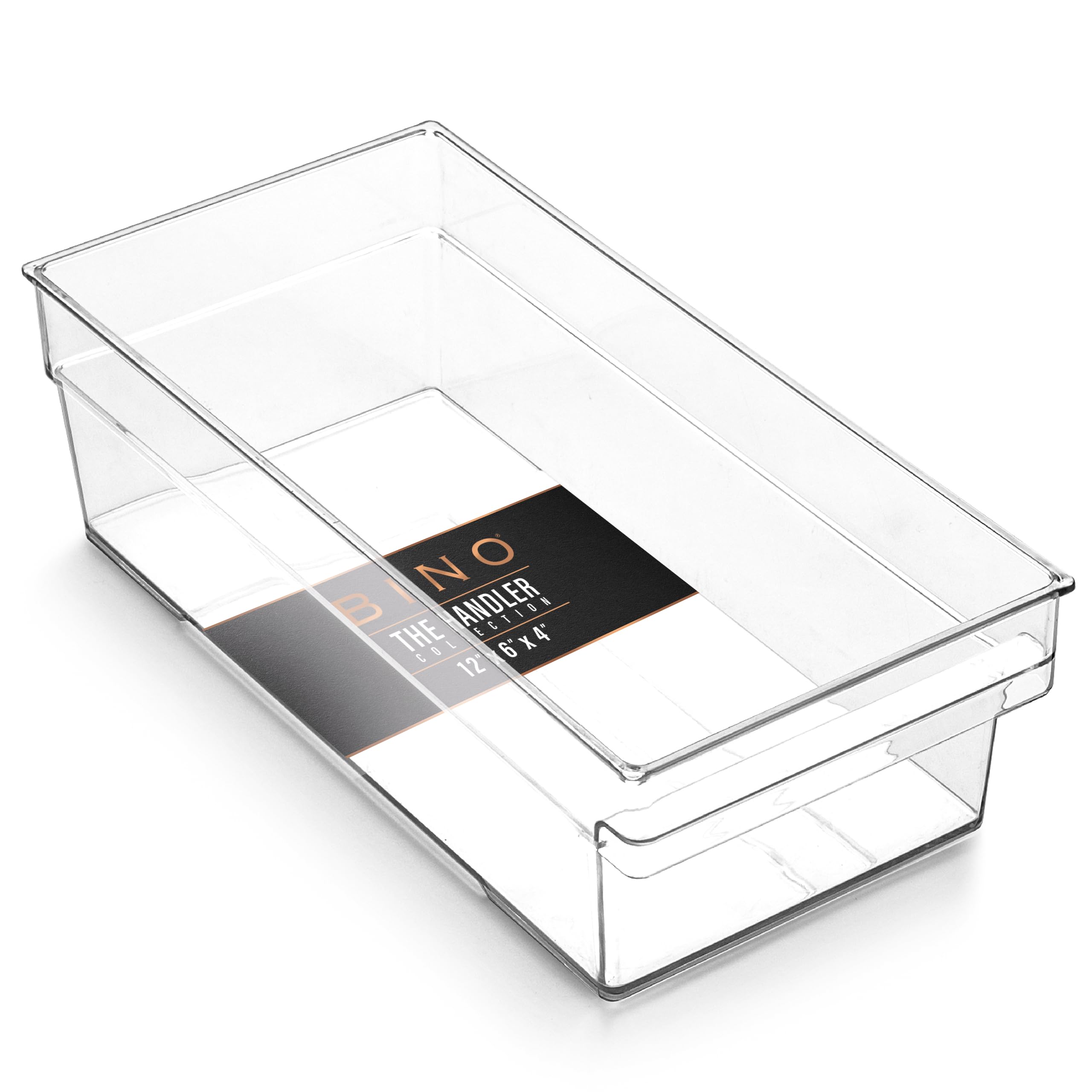 BINO Plastic Storage Bins - Shallow Medium Size | THE HANDLER COLLECTION | Multipurpose Clear Organizing Containers for Kitchen Pantry, Freezer & Home Organization | Perfect for Food Storage, Closet Organizing & Office Supplies