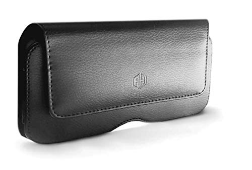 Magnetic Leather Belt Pouch Holster for iPhone 16 Plus/15 Pro Max/14 Pro Max/13 Pro Max - Compatible with Otterbox Cases (X-Large) - Hands-Free Phone Holder for Running, Hiking & Outdoor Activities