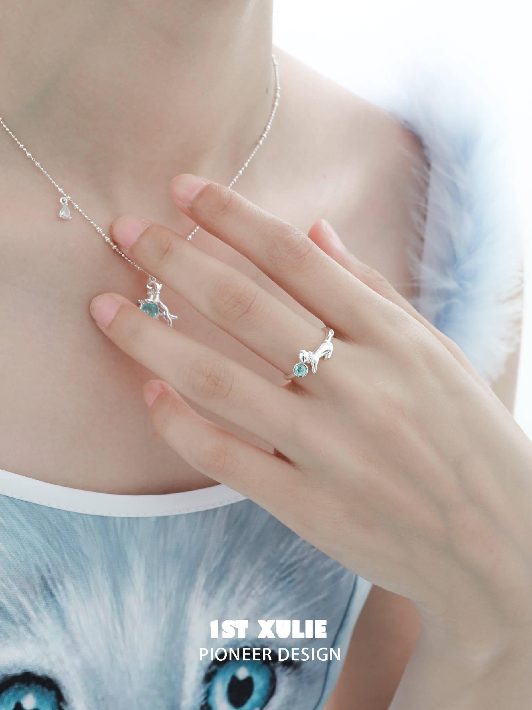 Lucky Cat S925 Sterling Silver Crystal Rings for Women - Elegant & Dainty Jewelry Gift for Her - Perfect for Parties, Weddings & Everyday Wear