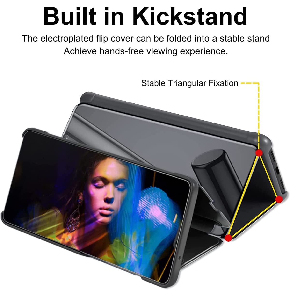 Xiaomi Mi 9 Phone Case - Flip Mirror Stand Cover with Shockproof Protection, PC/PU Translucent Clear View Case for Xiaomi Mi 9 (Black) - Perfect for Work, Travel & Daily Use