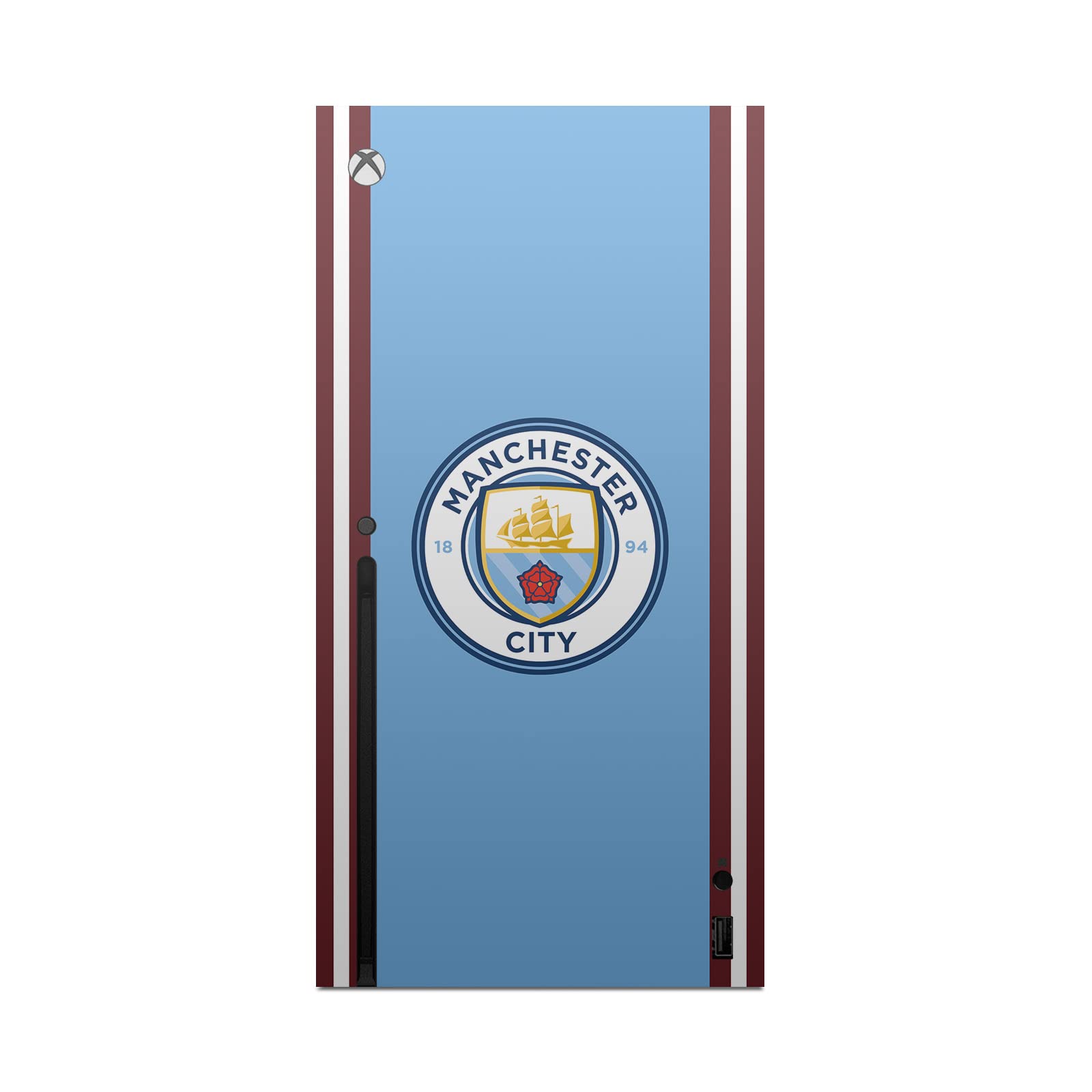 Official Manchester City FC 2022/23 Home Jersey Logo Vinyl Skin Gaming Sticker Decal Compatible with Xbox Series X Console & Controller - Custom Protective Cover for Gaming Setup - Perfect for Man City Fans & Xbox Players