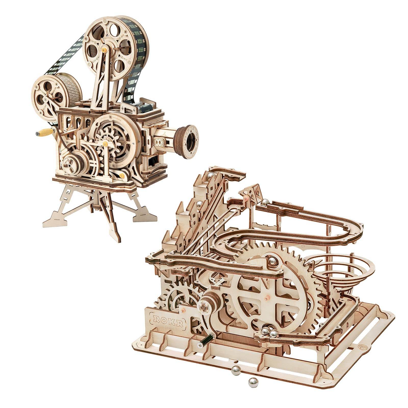 ROKR Wooden 3D Puzzle Marble Run Mechanical Model Kit - DIY Self-Assembly Brain Teaser for Adults & Teens - STEM Educational Toy for Home Office Decor & Stress Relief