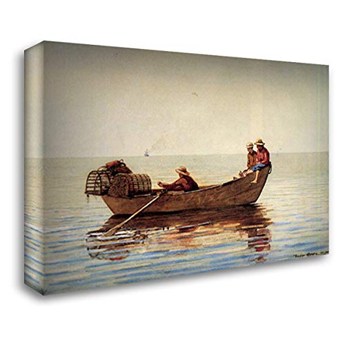 Winslow Homer Three Boys in A Dory with Lobster Pots 24x18 Gallery Wrapped Canvas Art Print - Coastal Nautical Wall Decor for Living Room, Office & Beach House